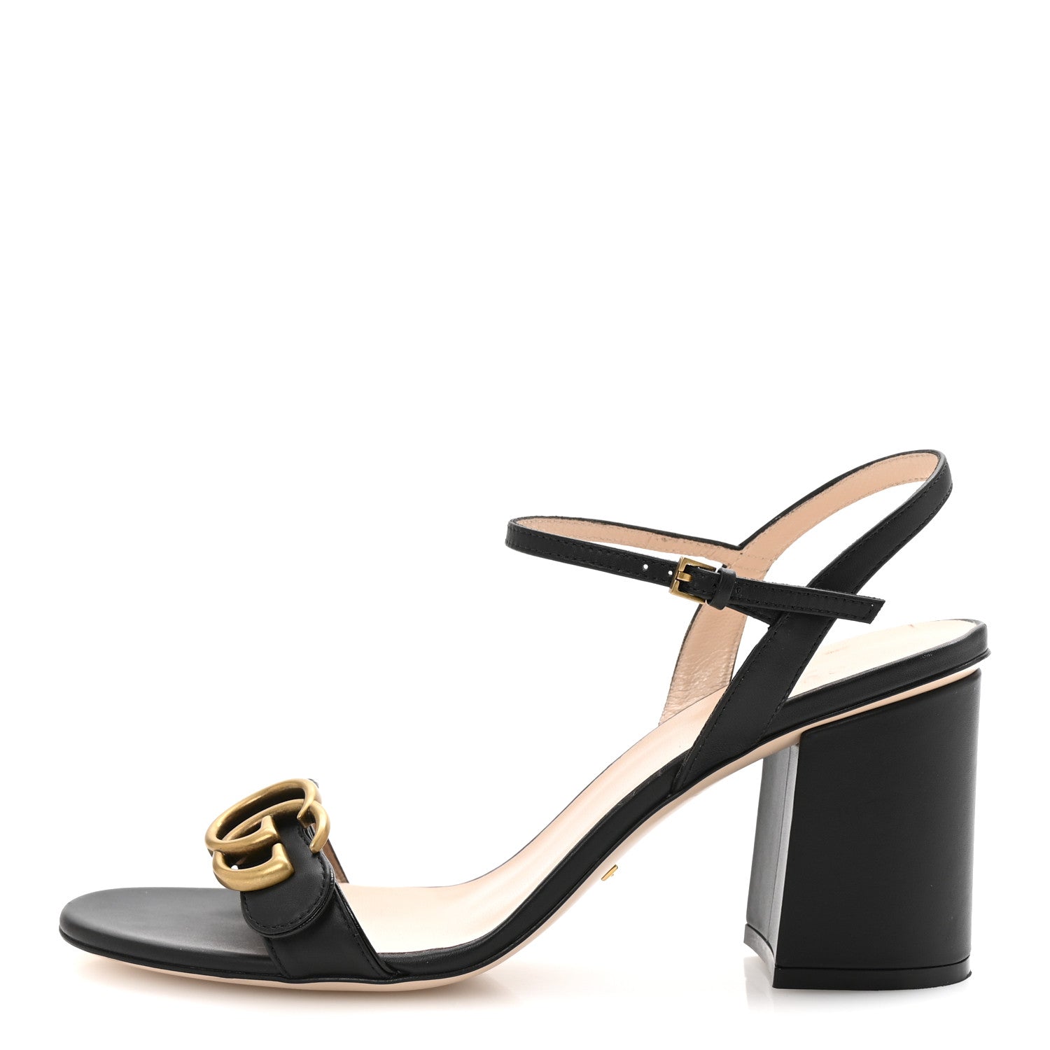 Lifford Calfskin GG Marmont Ankle Wrap 75mm Sandals 39.5 Black