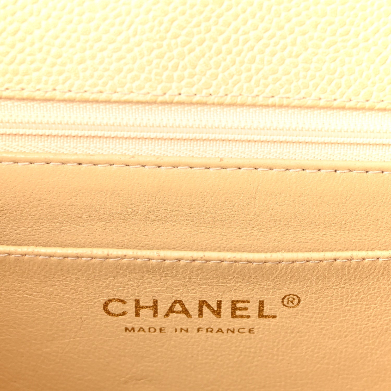 Caviar Quilted Jumbo Single Flap Beige
