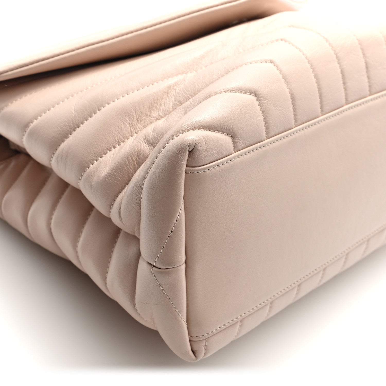 Calfskin Y Quilted Monogram Medium Loulou Chain Satchel Light Natural