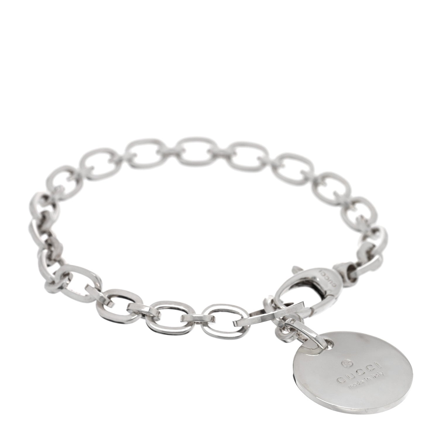 Sterling Silver Link Round Charm Bracelet