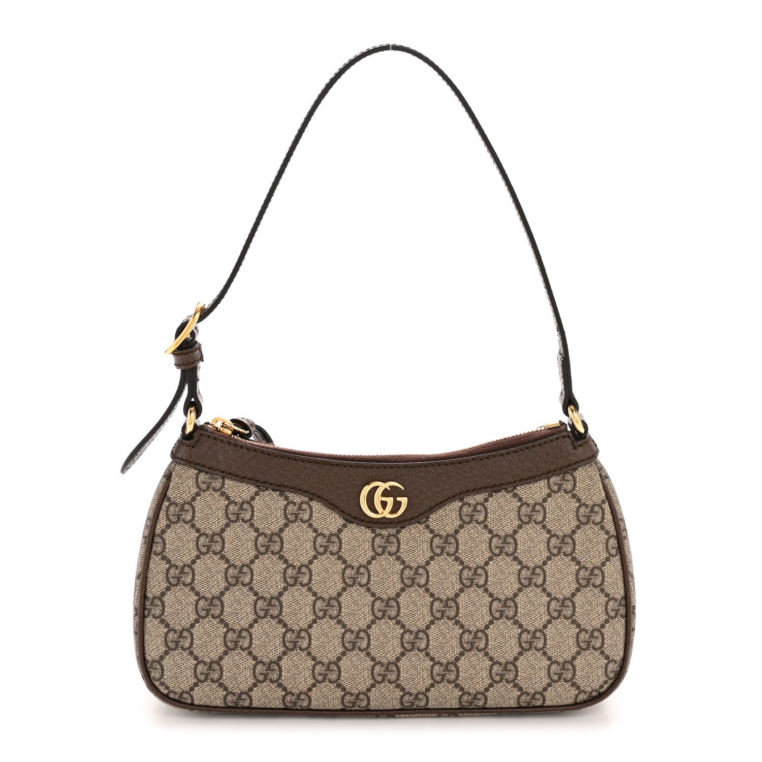 GG Supreme Monogram Textured Dollar Calfskin Small Ophidia Hobo Beige Ebony New Acero