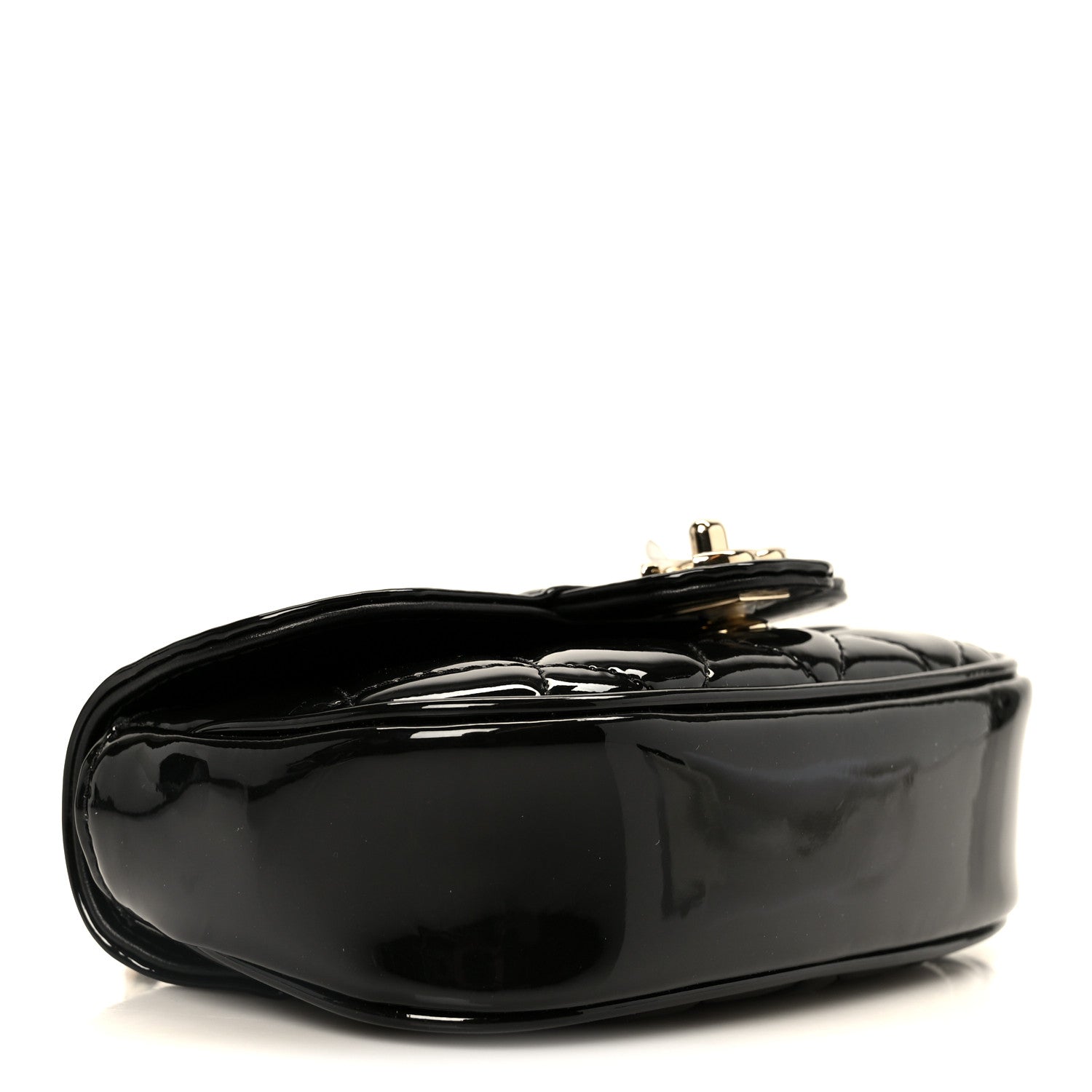 Patent Calfskin Quilted Mini Flap Black
