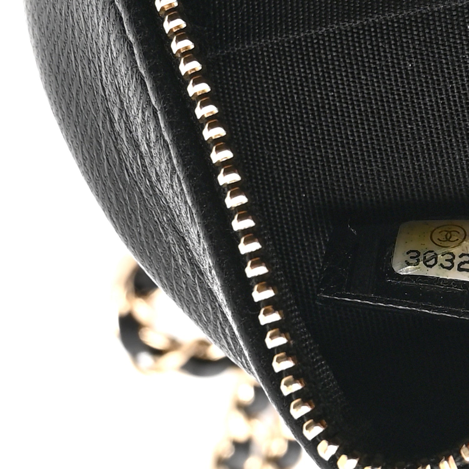 Calfskin Round Clutch With Chain Black