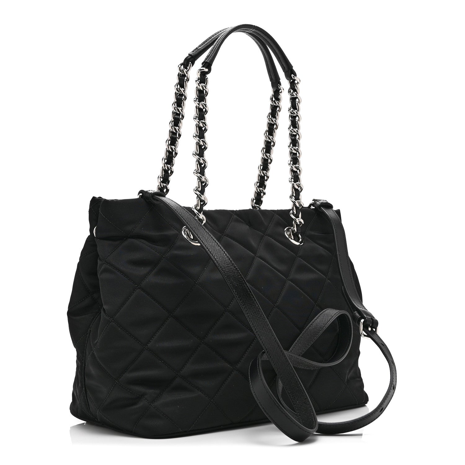 Nylon Tessuto Impuntu Quilted Tote Black