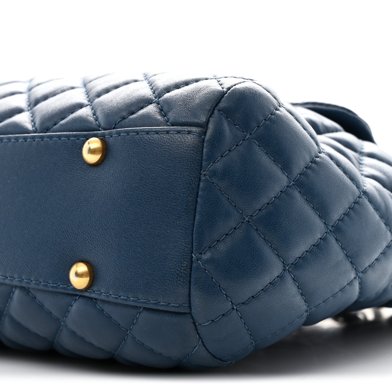 Lambskin Quilted Large Fluffy CC Shopping Tote Blue