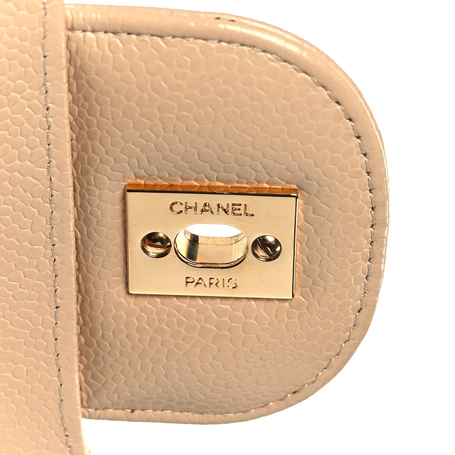 Caviar Quilted Jumbo Double Flap Beige Clair