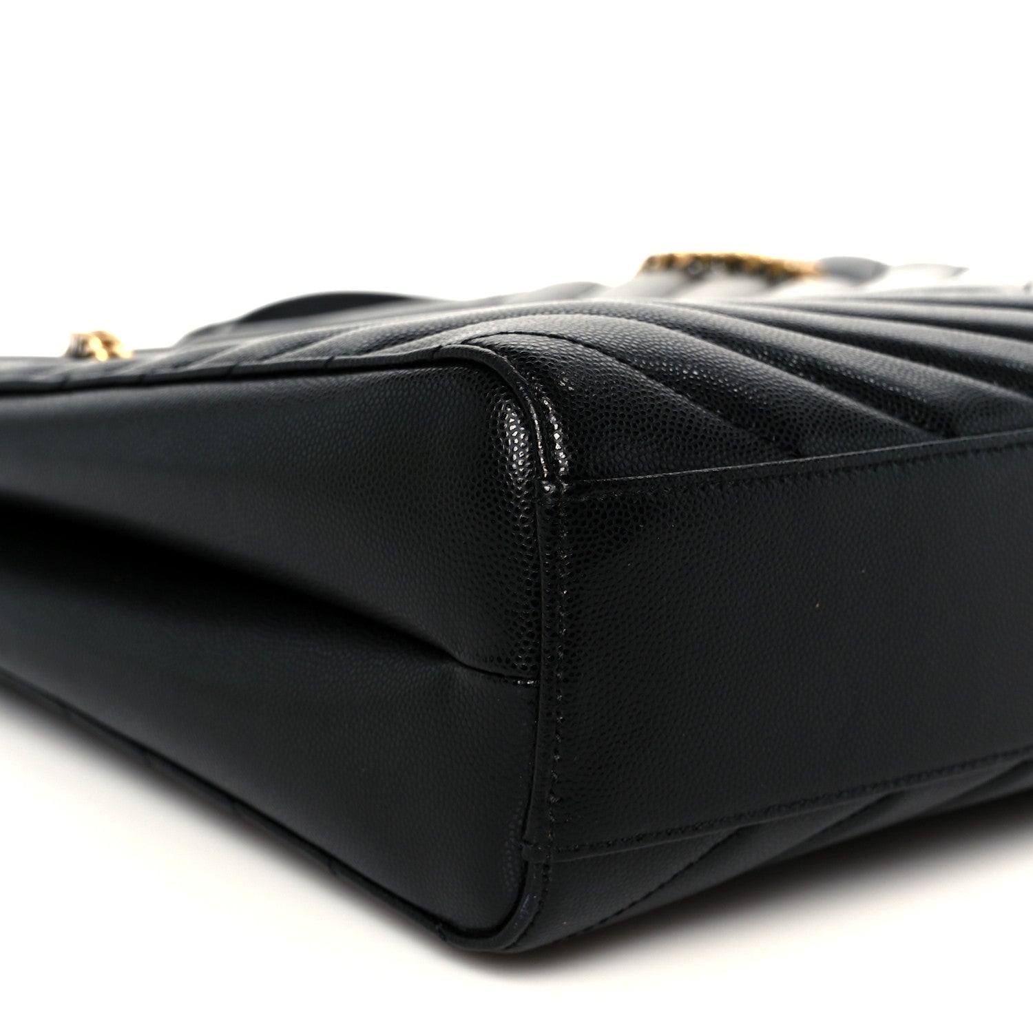 Grain de Poudre Matelasse Chevron Medium Tribeca Shopping Bag Black