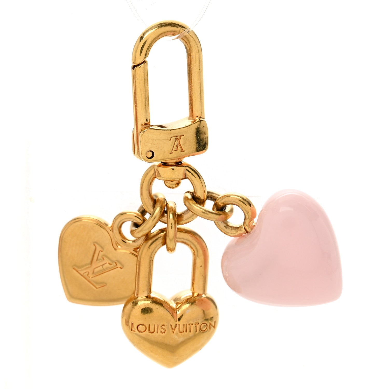 Micro Charms LV Heart Bag Charm Key Holder Gold