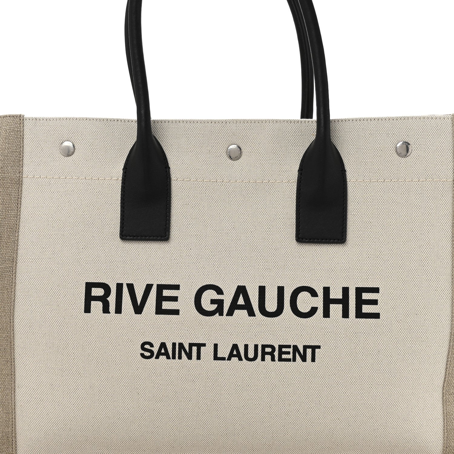 Linen Calfskin Small Rive Gauche Tote Greggio Natural