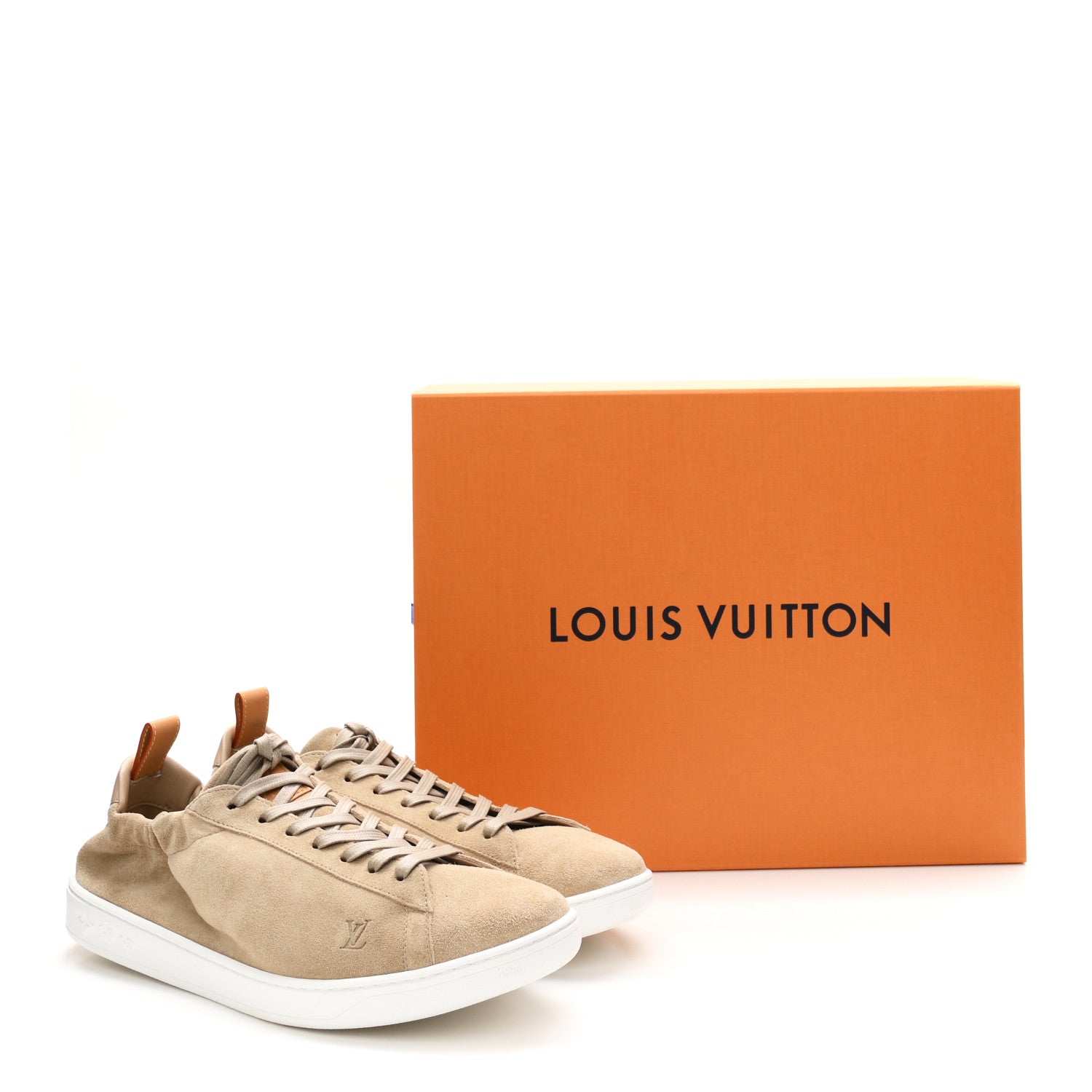 Suede Calfskin Mens LV Soft Sneakers 9 Beige