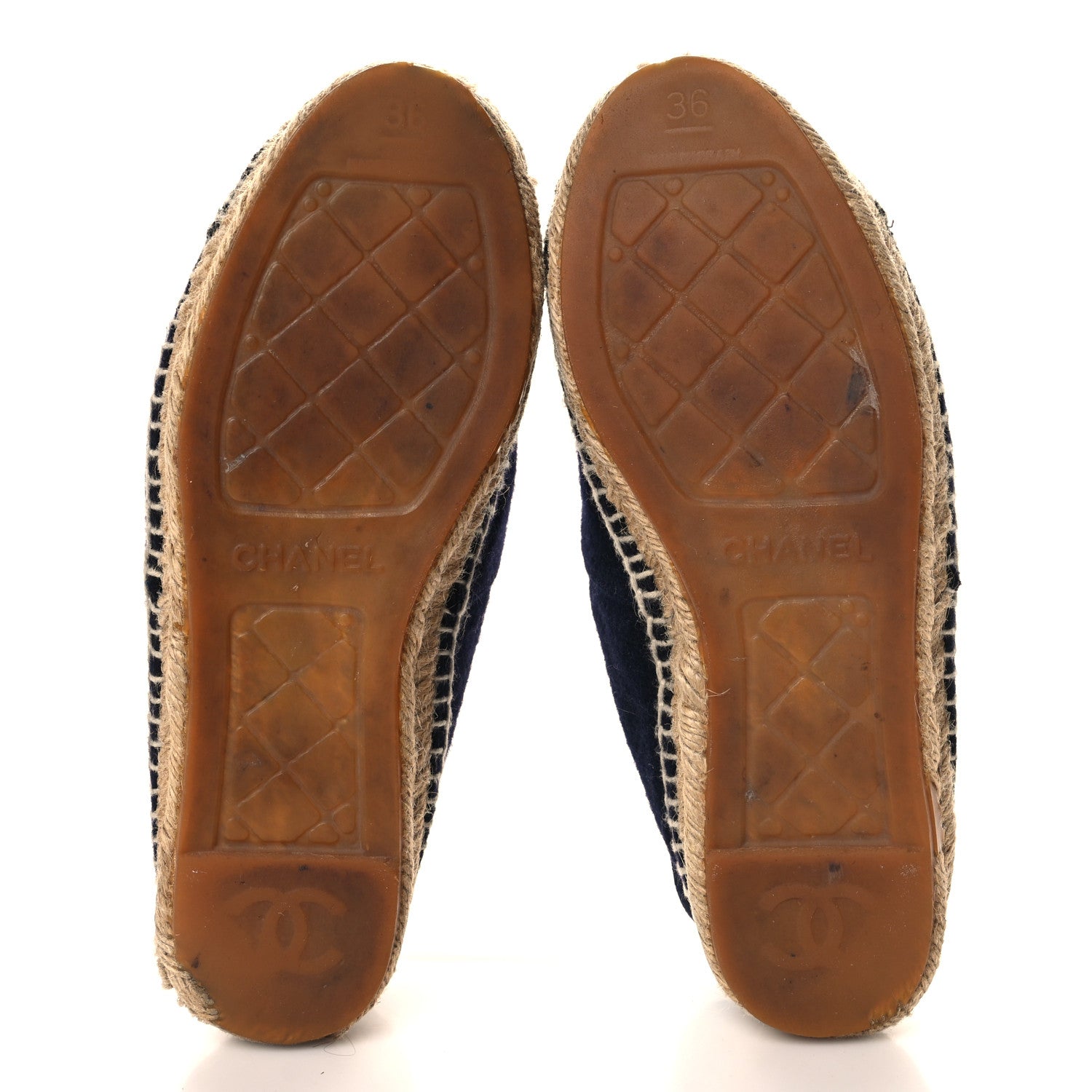 Velvet Tweed CC Espadrilles 36 Navy Grey