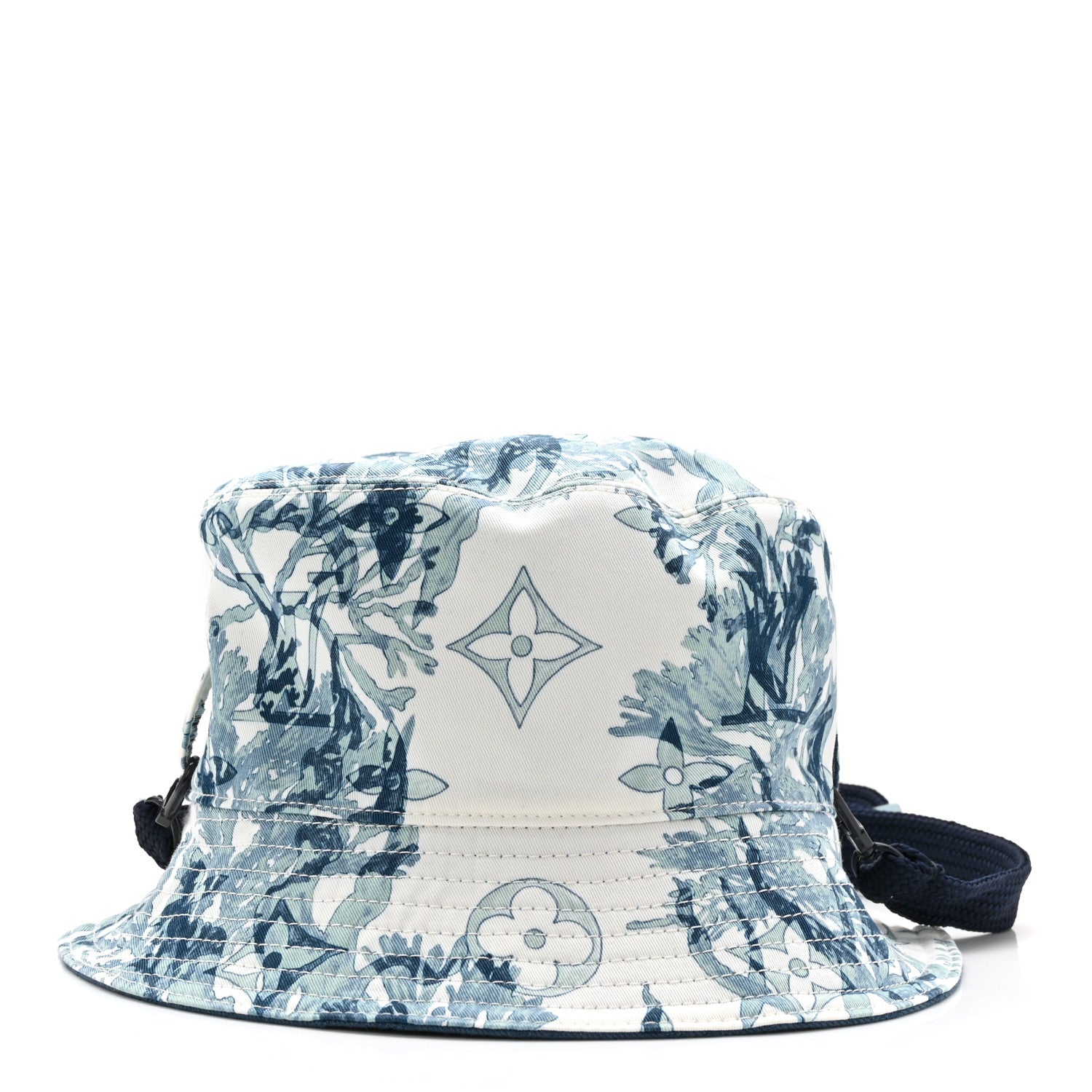 Cotton LV Play Monogram Aquagarden Reversible Bucket Hat Blue
