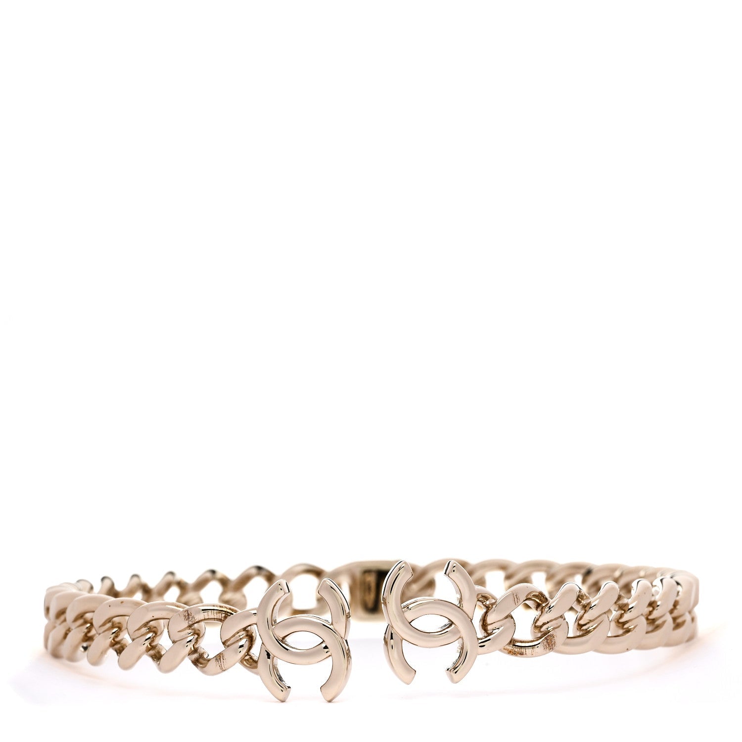 Metal CC Chain Link Choker Necklace L Gold