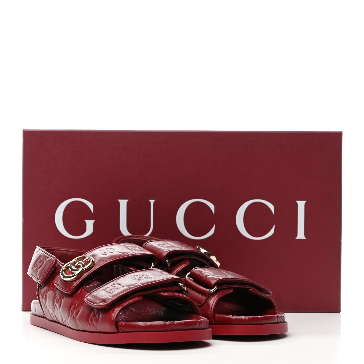 Guccissima GG Embossed Womens Sandals 36 Rosso Ancora