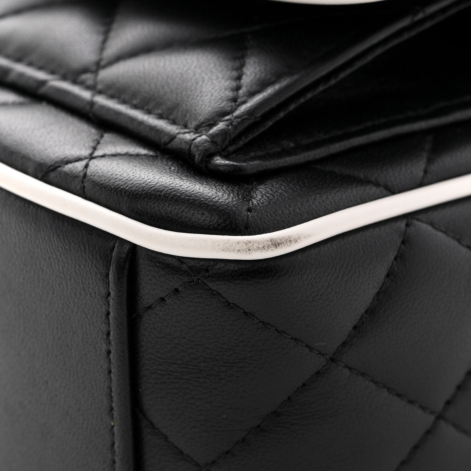 Lambskin Quilted Mini Backpack Black White