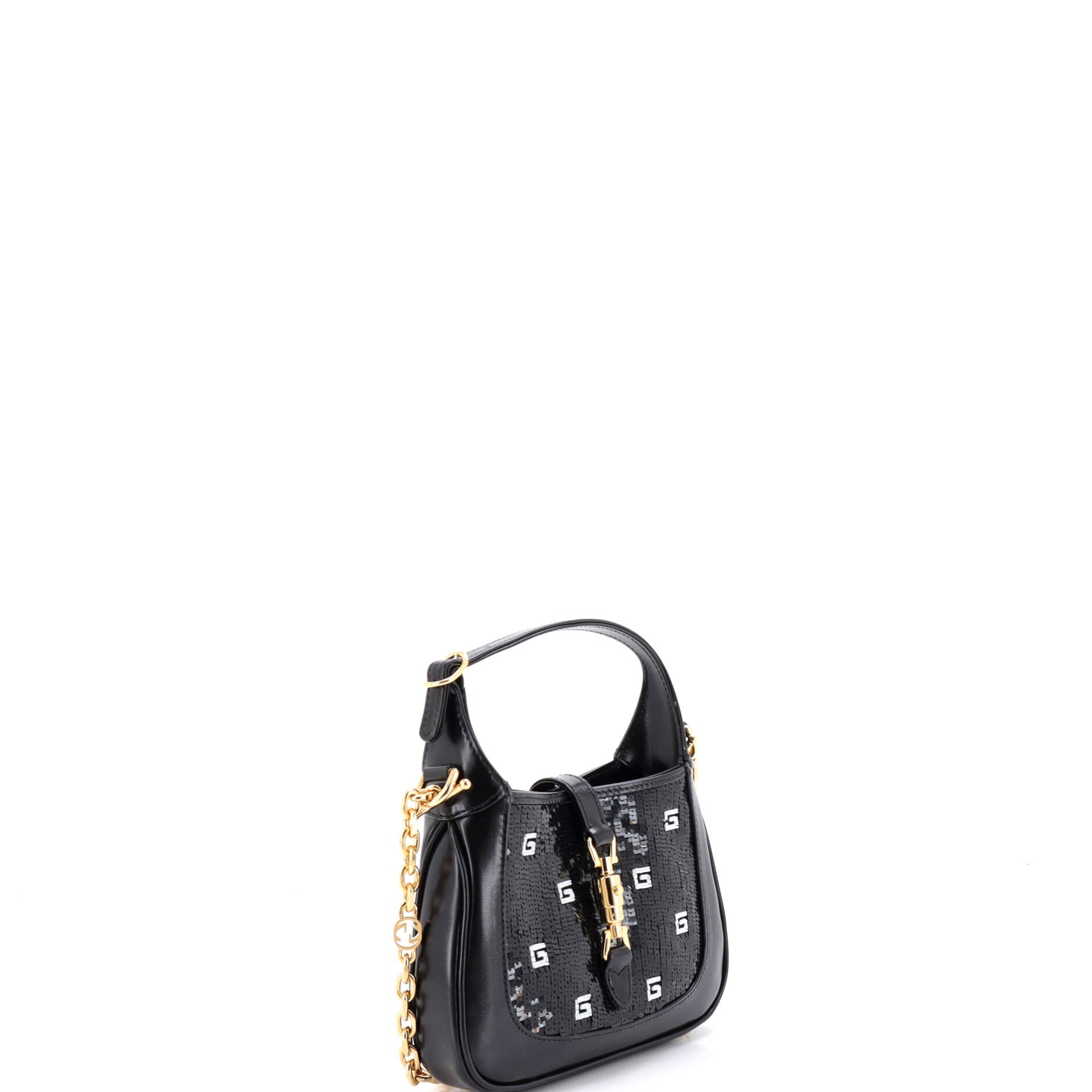 Jackie 1961 Chain Hobo Sequin Embellished Satin with Leather Mini