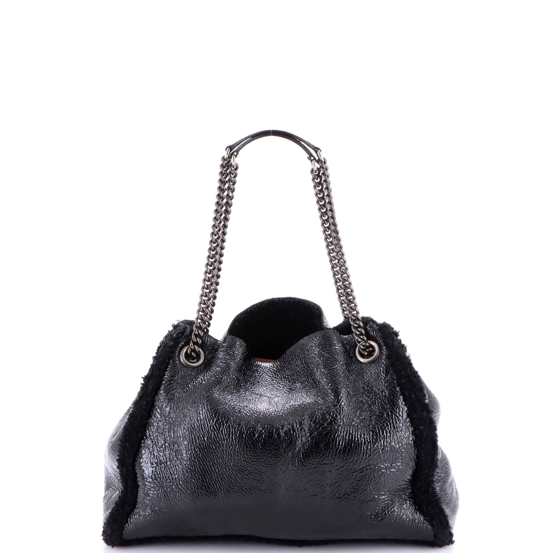 Soho Chain Strap Shoulder Bag Patent and Shearling Medium
