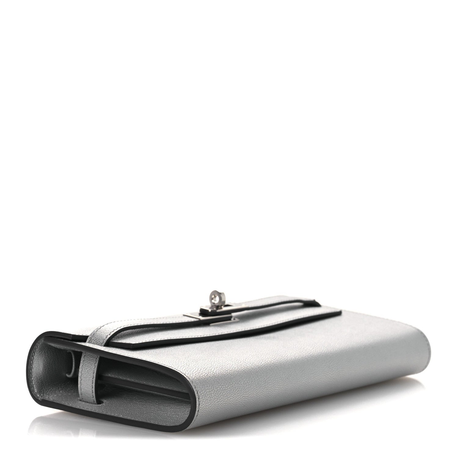 Metallic Chevre Chamkilight Kelly Wallet To Go Argent