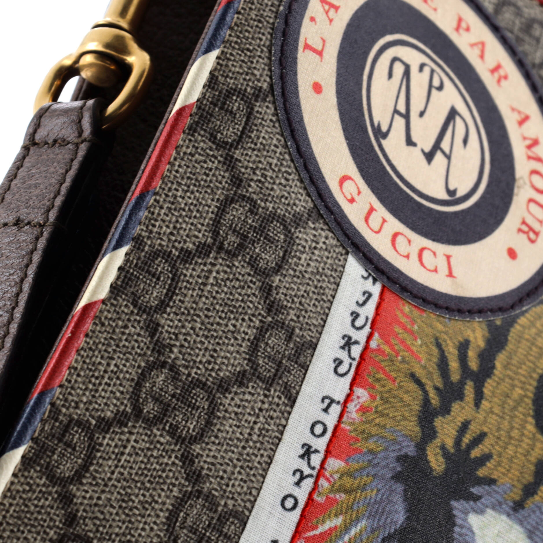 Courrier Pouch GG Coated Canvas with Applique