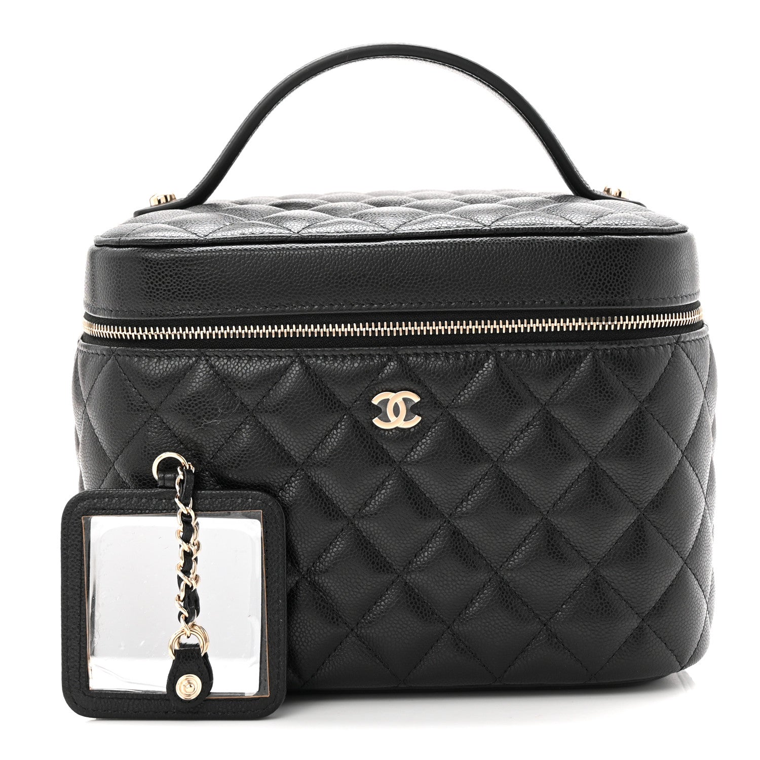 Caviar Quilted Large Vanity Pouch Black