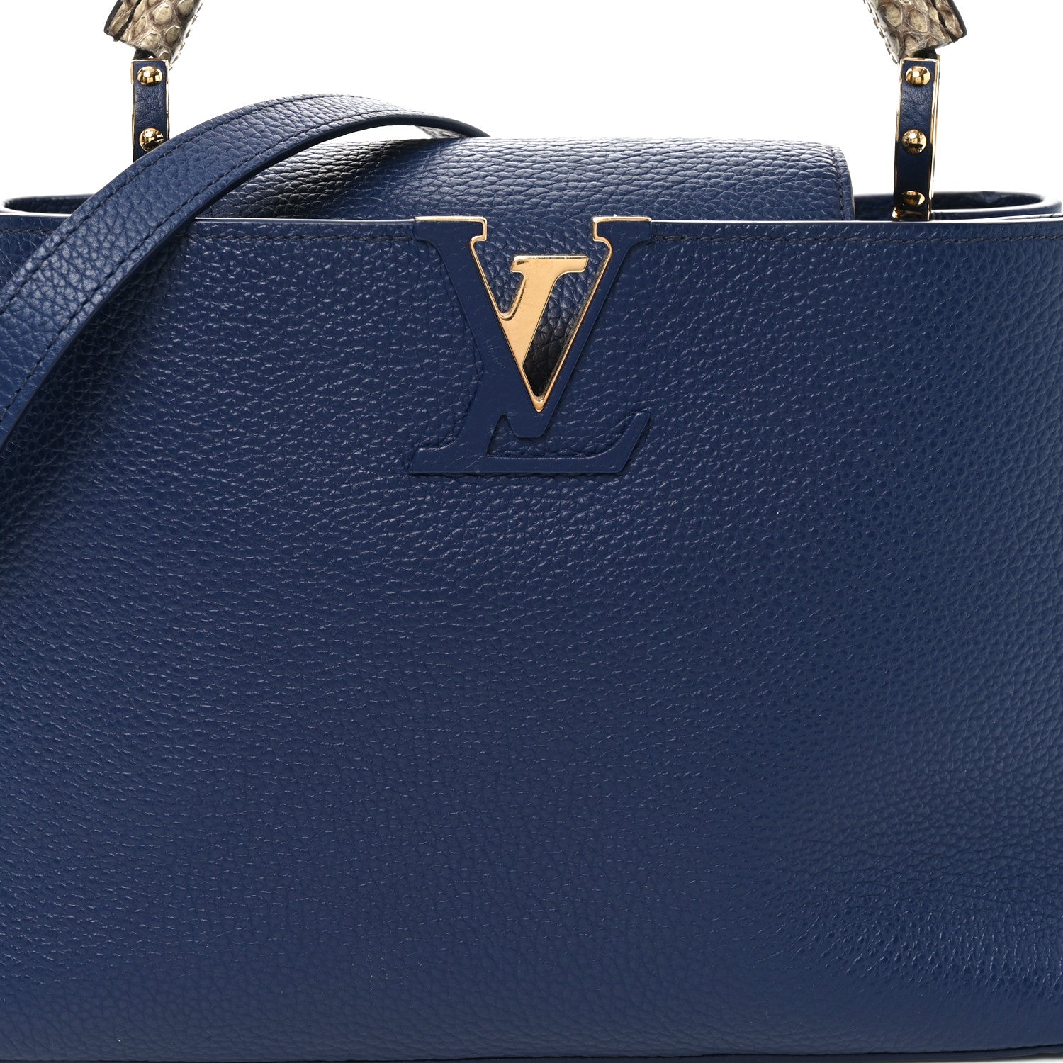 Taurillon Snakeskin Capucines MM Blue