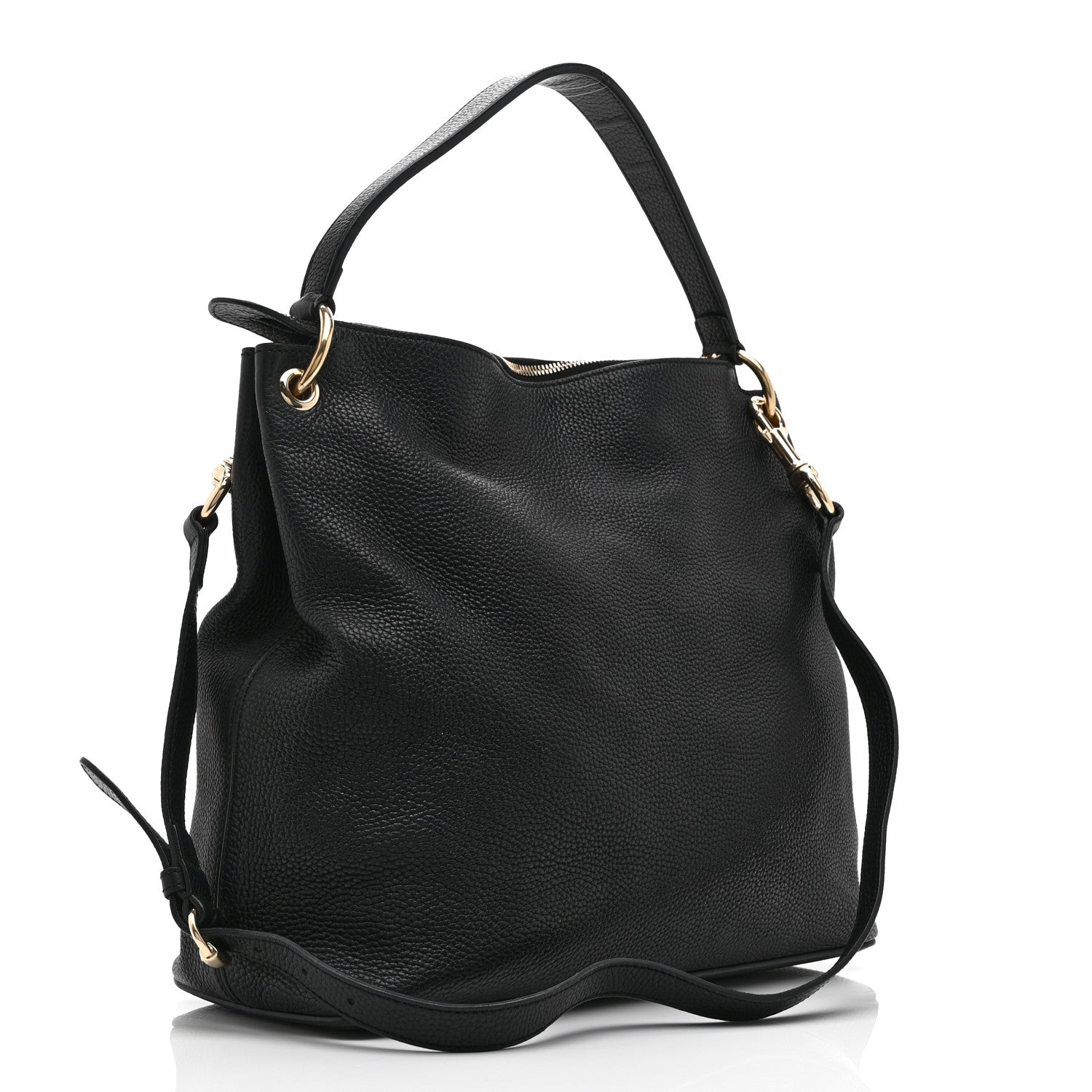 Pebbled Calfskin Large Soho Hobo Black