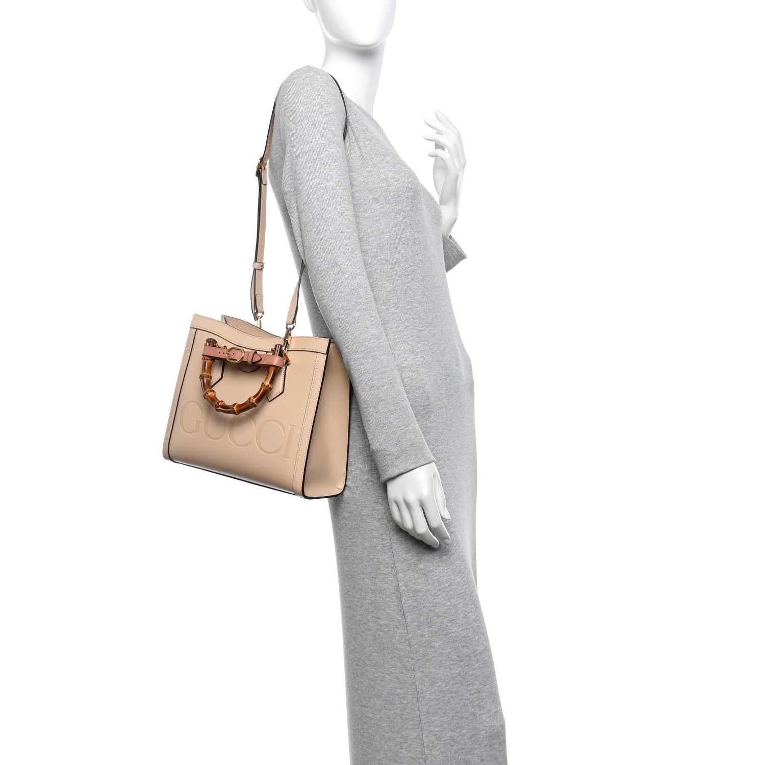 Charisma Calfskin Gucci Embossed Web Diana Tote Bag Pink