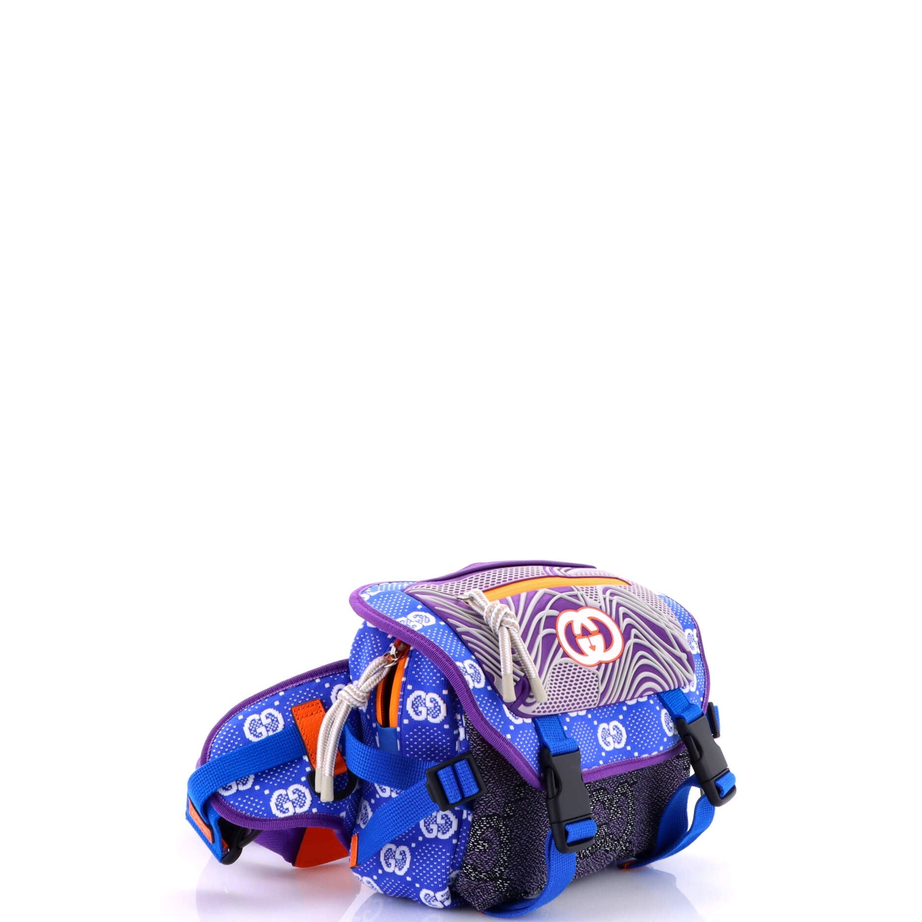Buckle Flap Chest Strap Backpack GG Fabric with Rubber