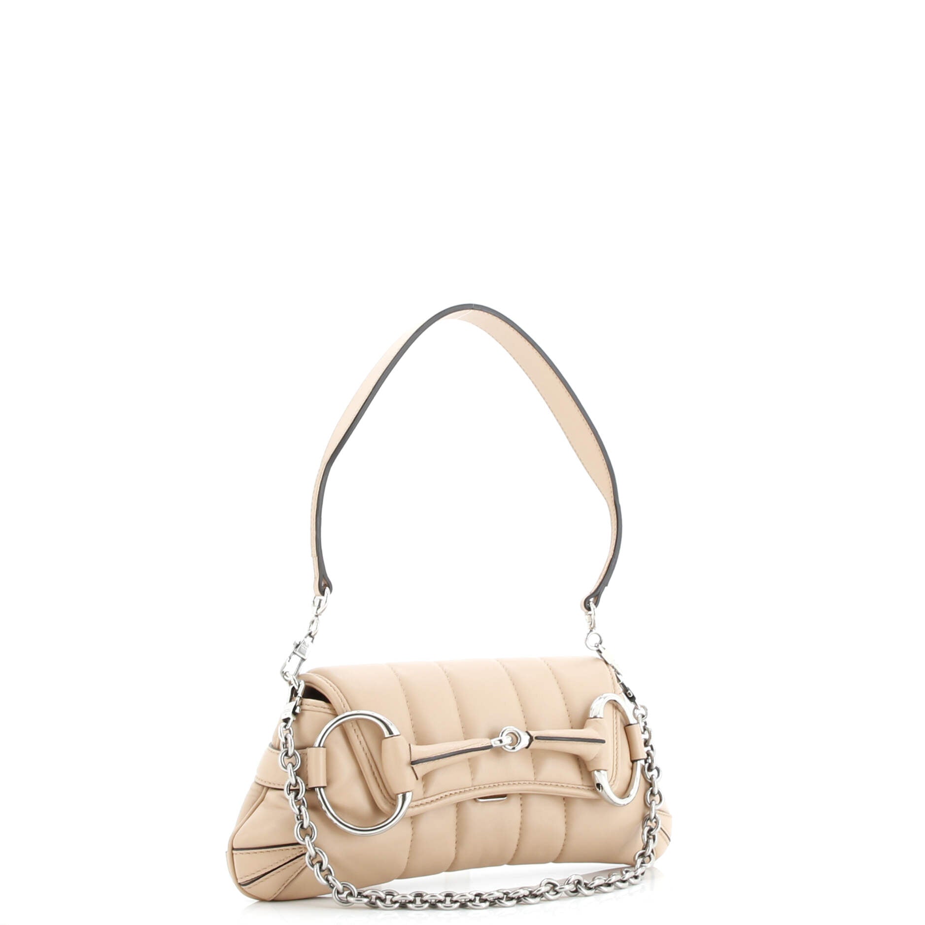 Horsebit Chain Shoulder Bag Vertical Quilted Leather Small