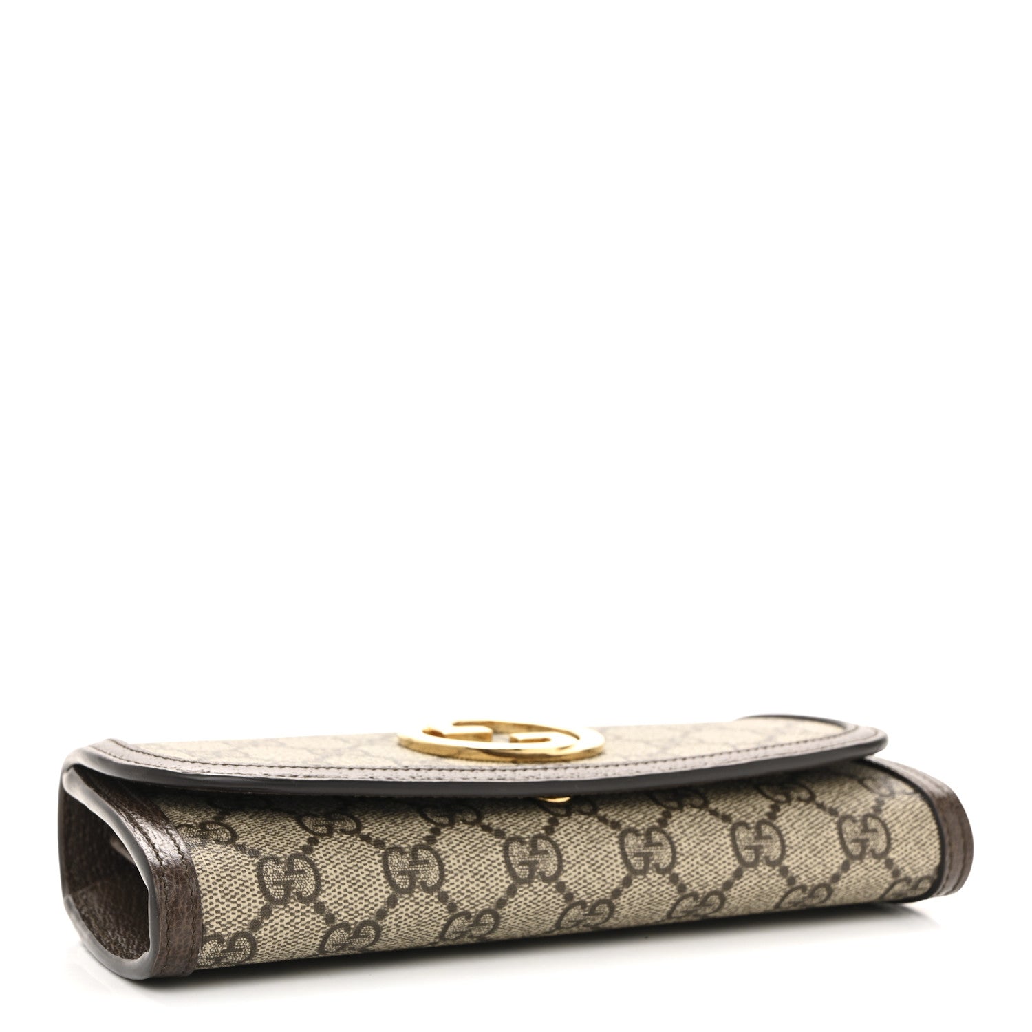GG Supreme Monogram Textured Dollar Calfskin Blondie Continental Chain Wallet Beige Ebony New Acero