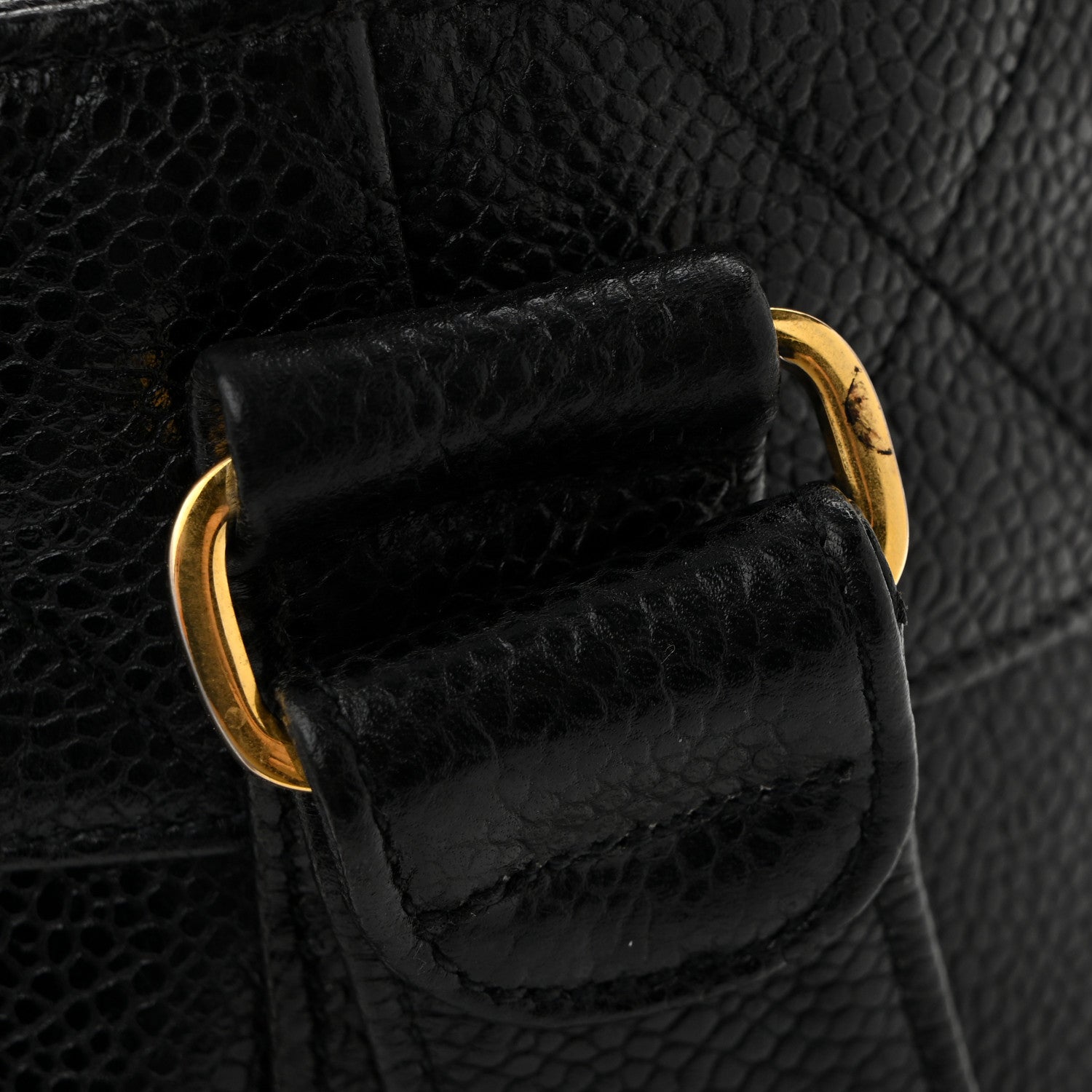 Caviar Drawstring Bucket Shoulder Bag Black