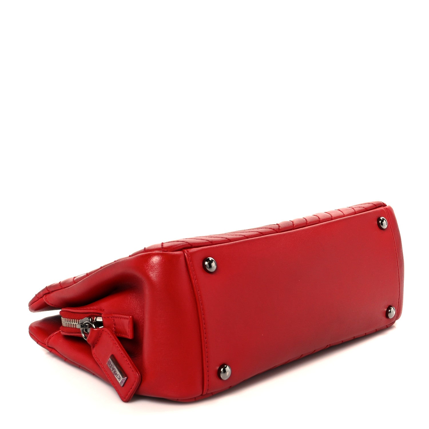 Lambskin Quilted CC Crossing Shopping Tote Red