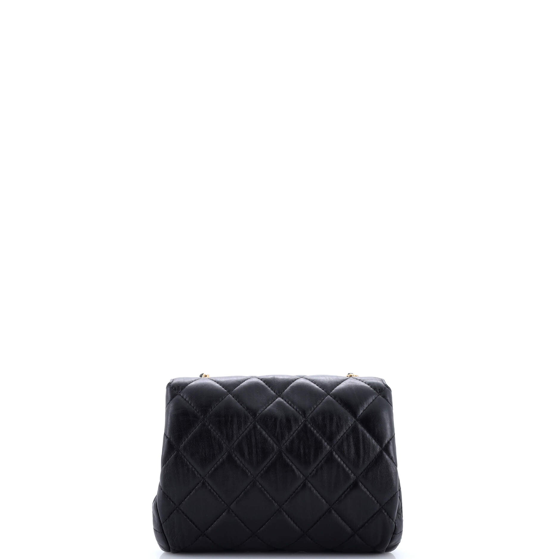 Chain Woven CC Square Accordion Flap Bag Quilted Lambskin Mini