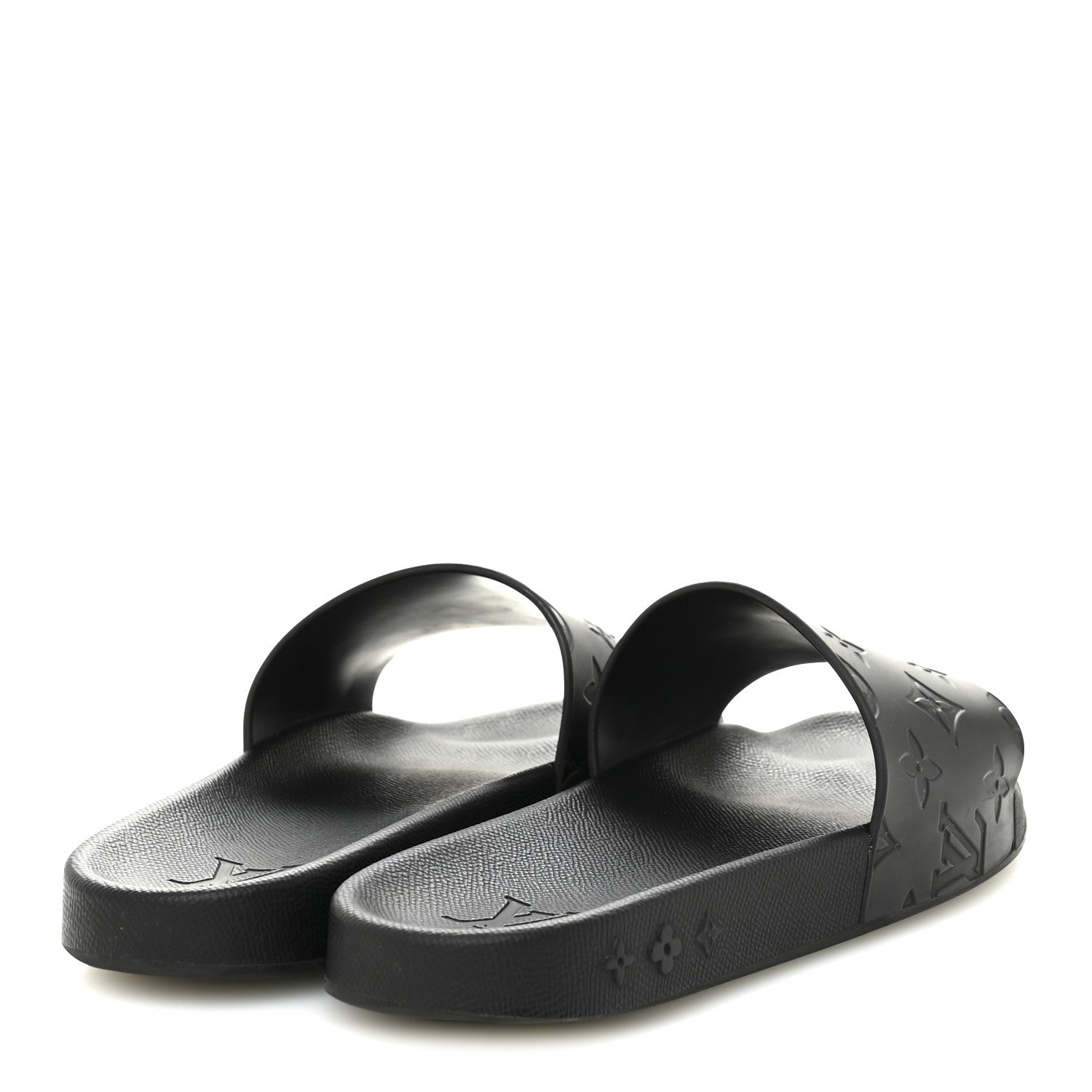 Rubber Embossed Monogram Mens Waterfront Mules 7.5 Black