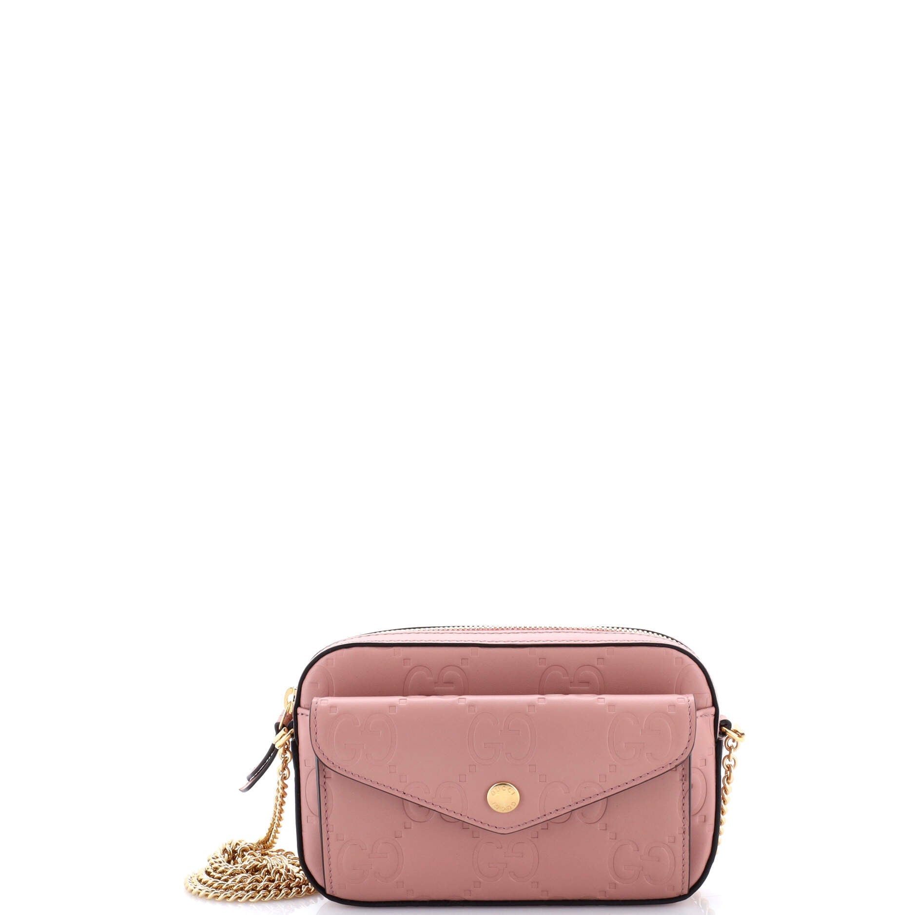 Front Pocket Chain Shoulder Bag Jumbo GG Embossed Leather Super Mini
