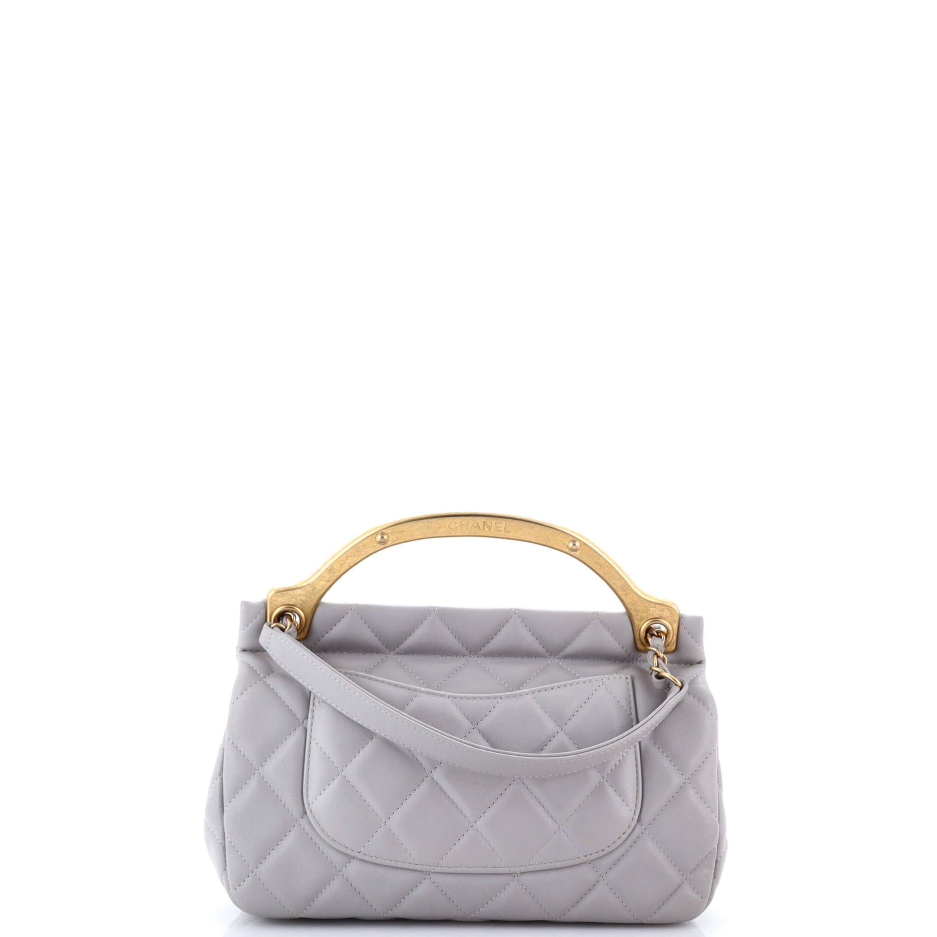 Lady Handle Flap Bag Quilted Calfskin Small