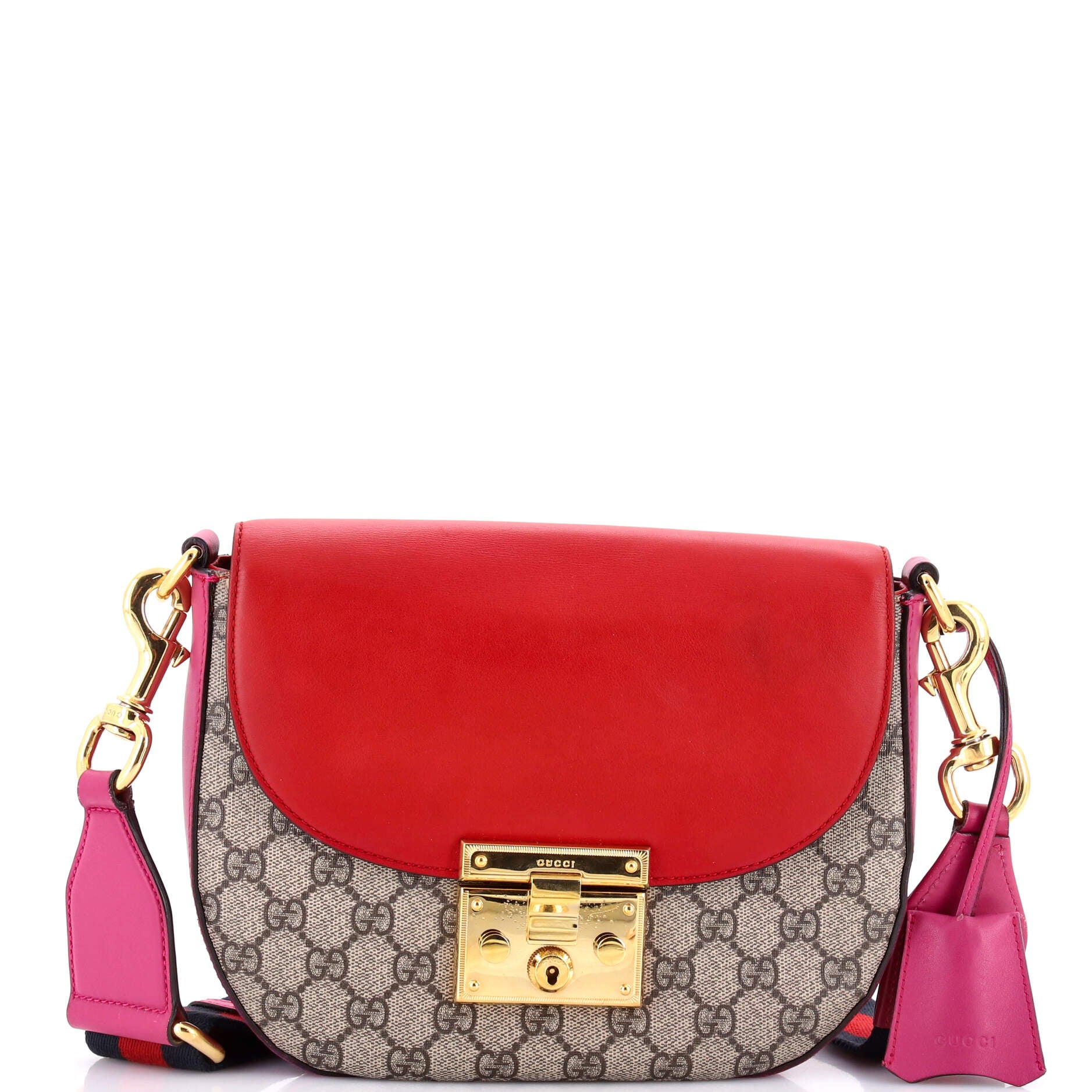 Padlock Saddle Shoulder Bag GG Coated Canvas and Leather Medium