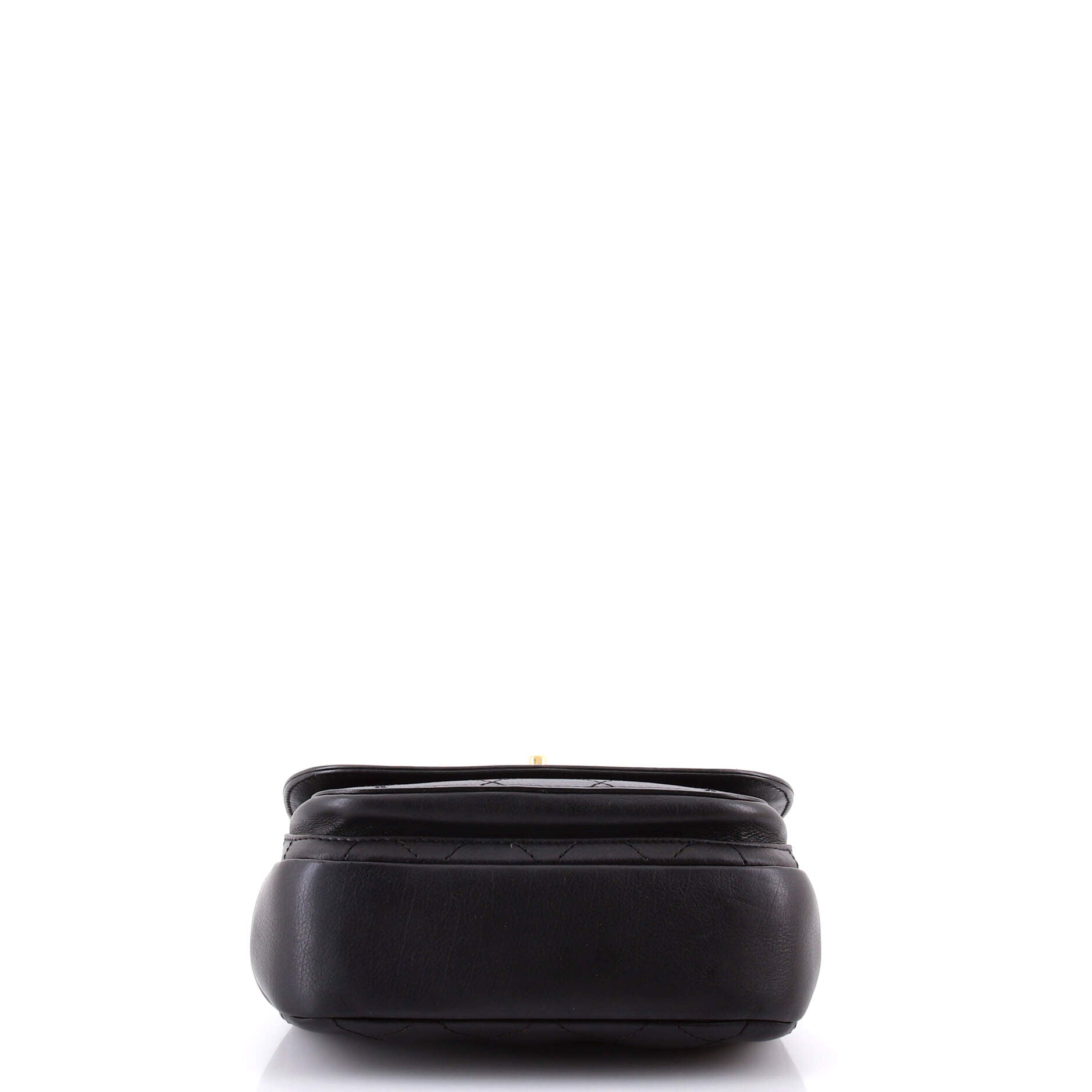 Enamel CC Chain Flap Bag Stitched Calfskin Small