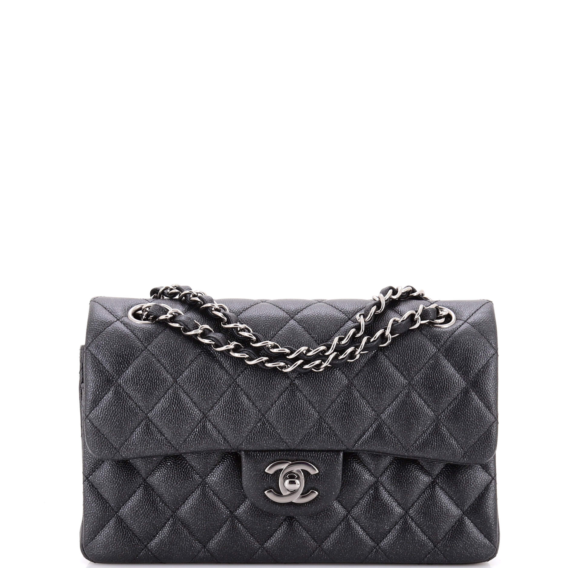 Classic Double Flap Bag Quilted Iridescent Caviar Small