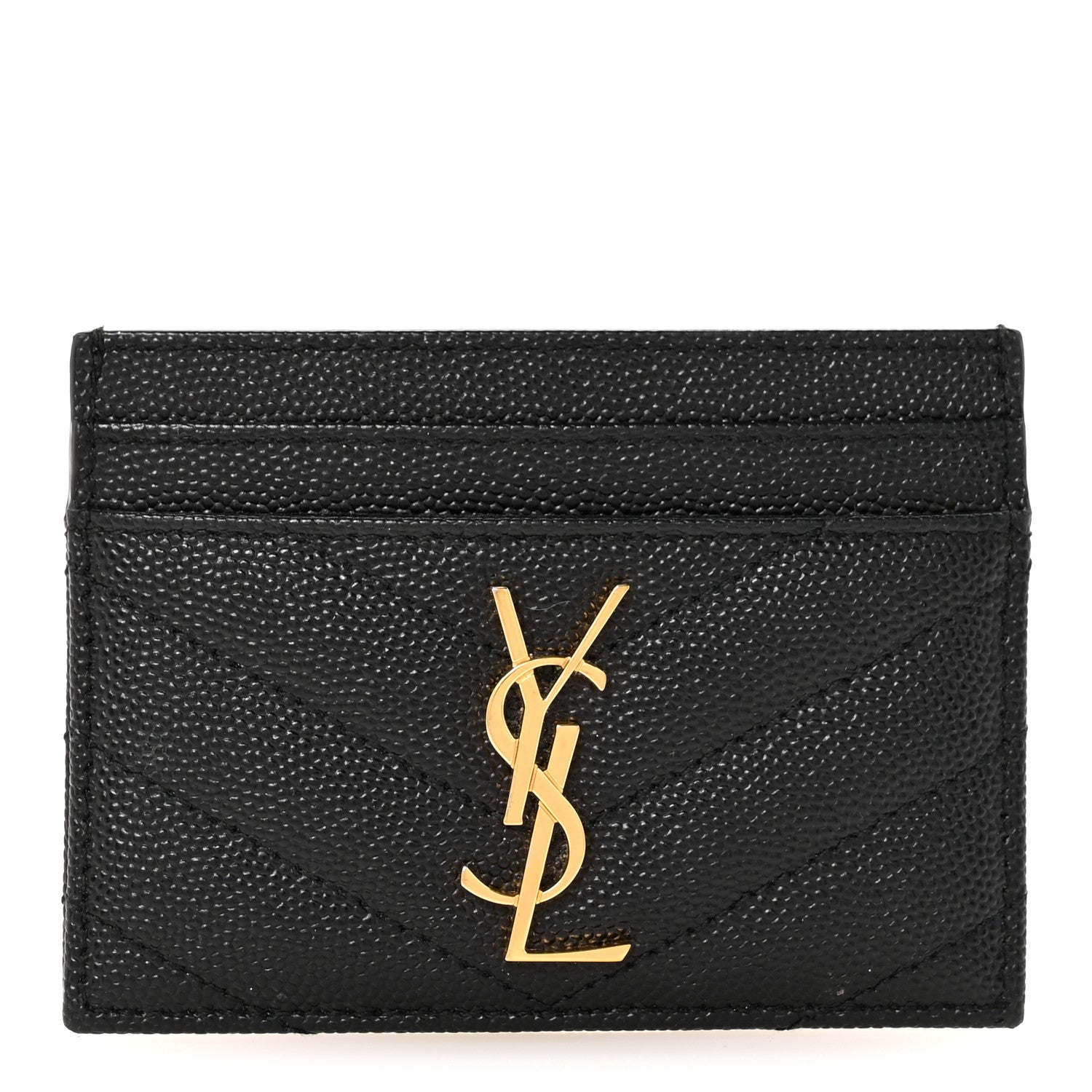 Grain De Poudre Matelasse Chevron Monogram Credit Card Case Black