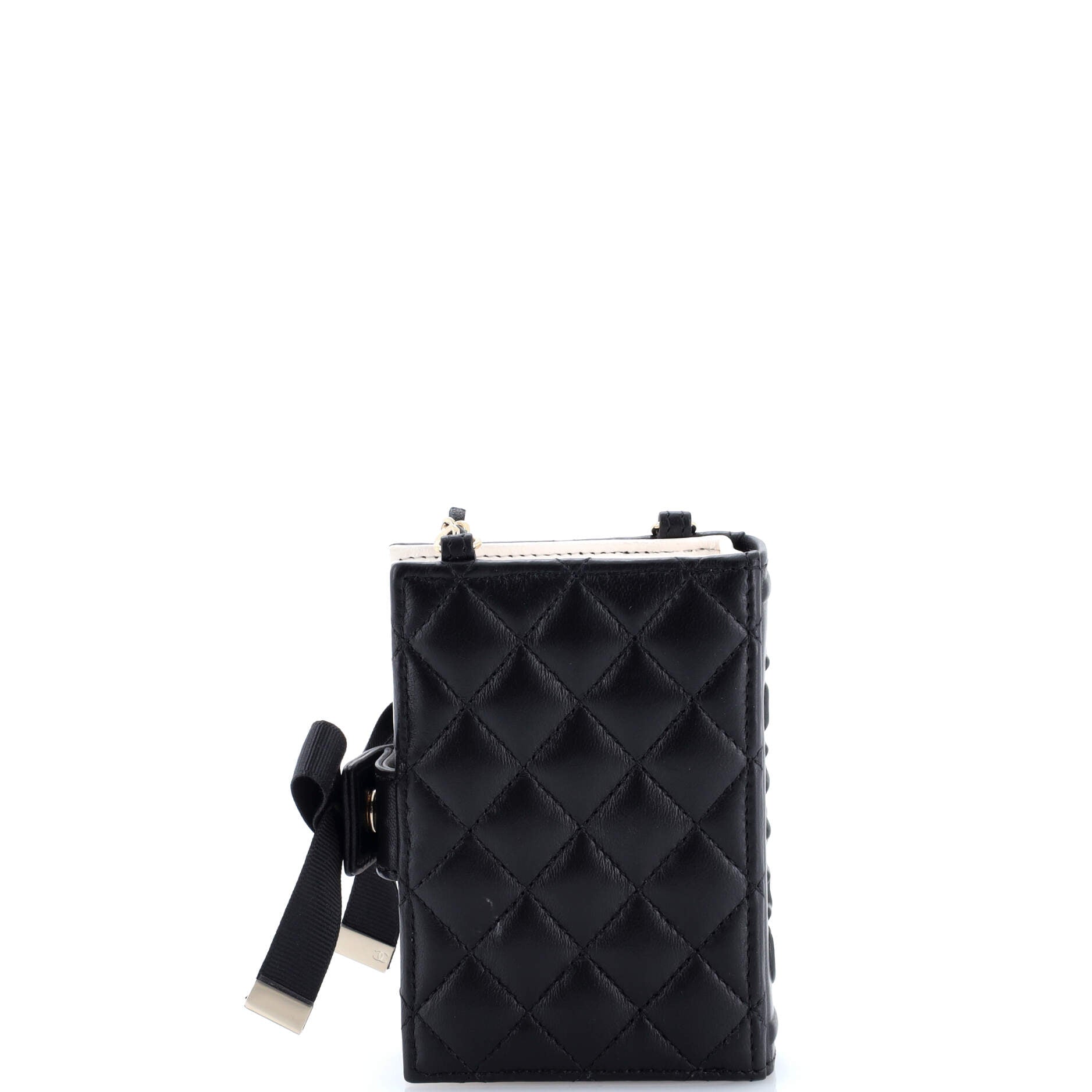 CC Book Card Holder with Chain Quilted Lambskin