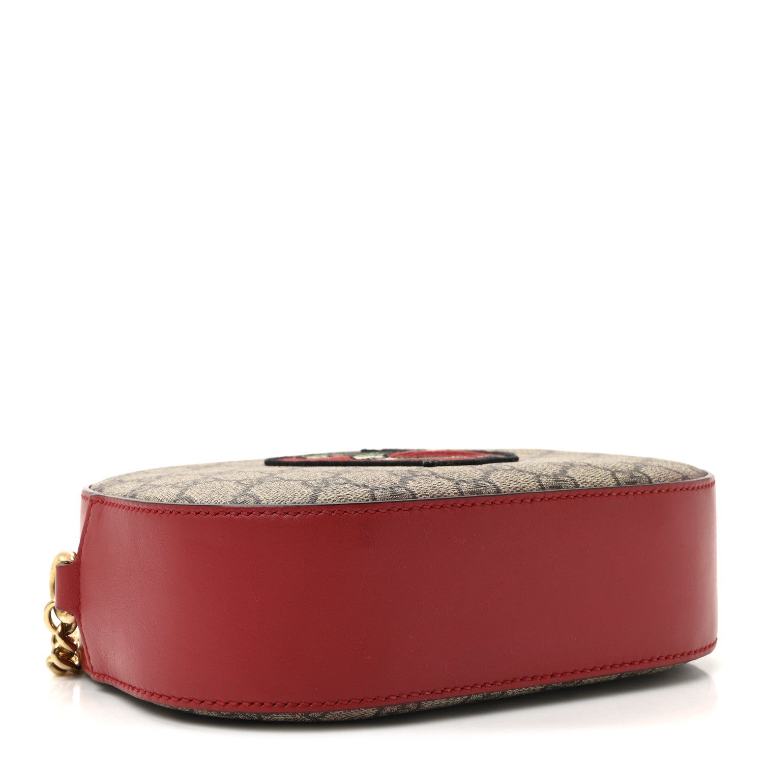 GG Supreme Monogram Kingsnake Heart Embroidered Mini Chain Shoulder Bag Beige Hibiscus Red