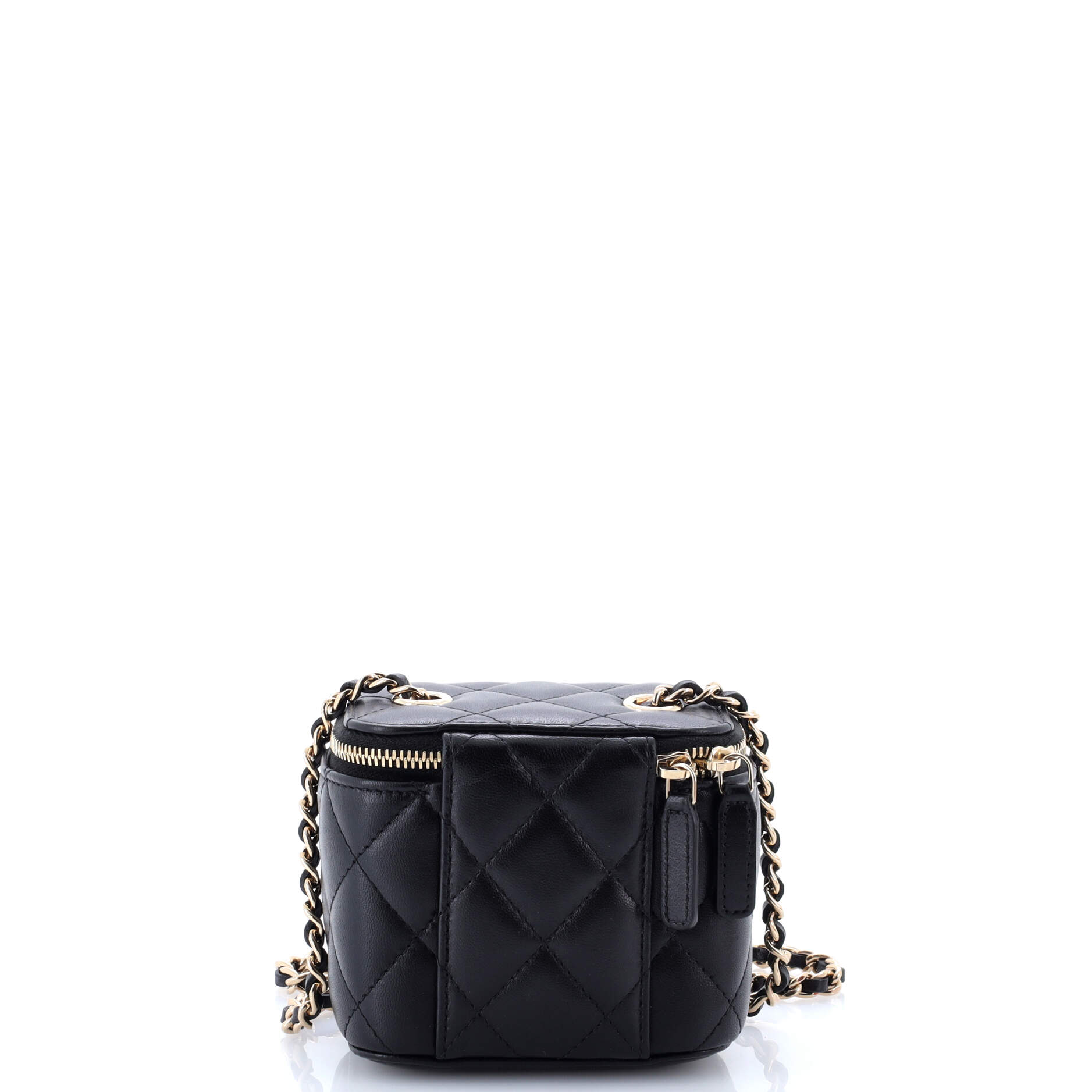 Lock Frame Vanity Case with Chain Quilted Lambskin Small