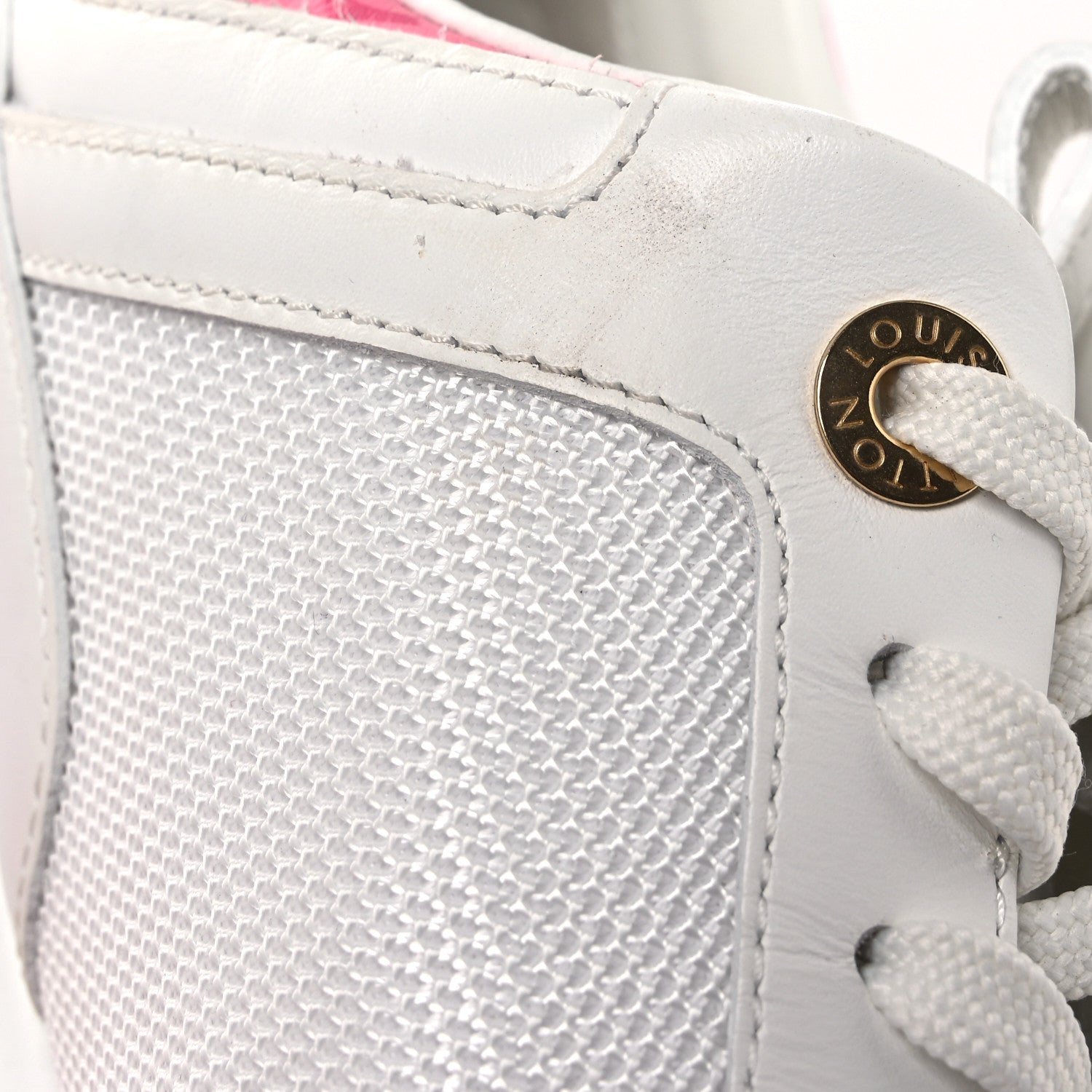 Calfskin Monogram Run Away Sneakers 38.5 White Pink