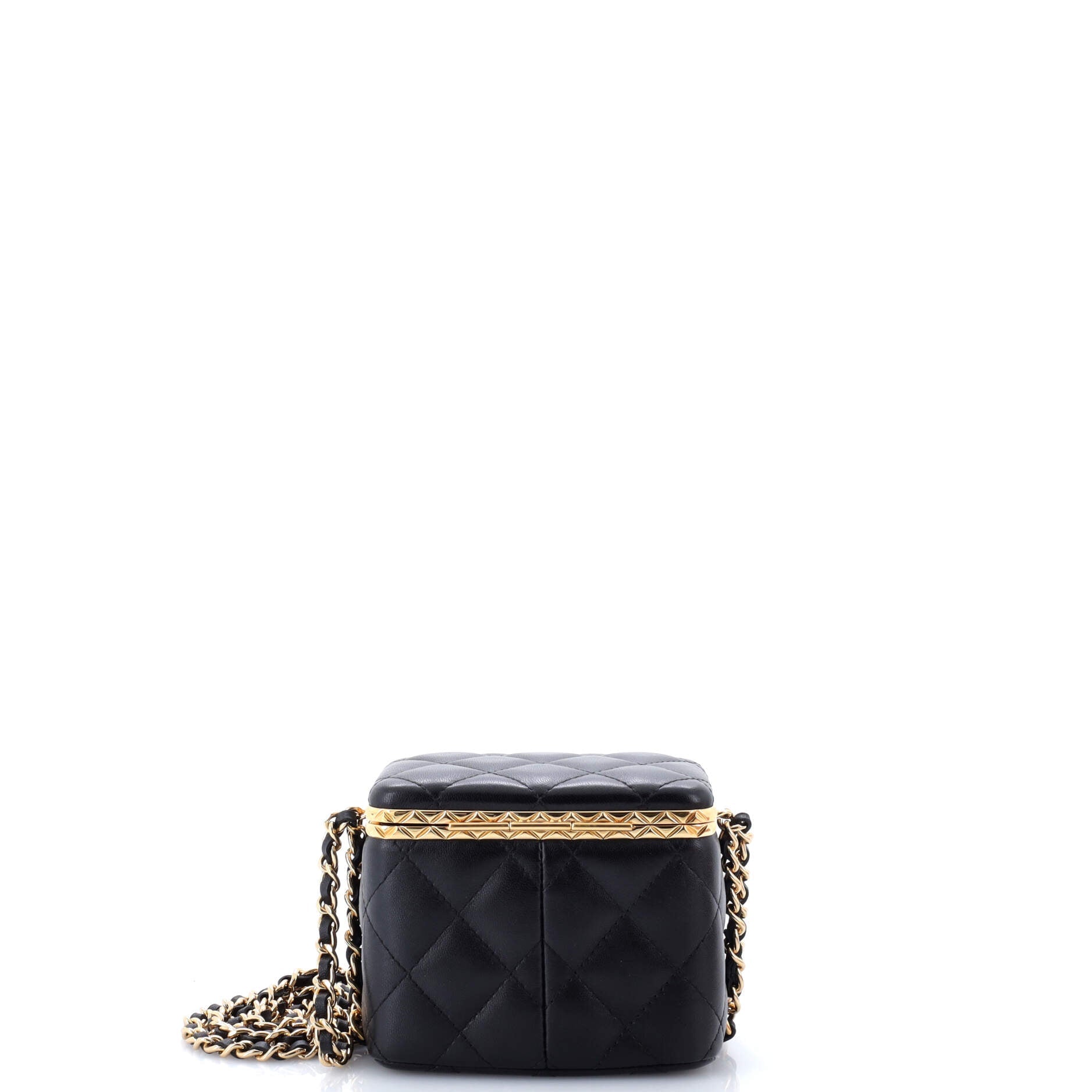 Lock Frame Vanity Case with Chain Quilted Lambskin Small