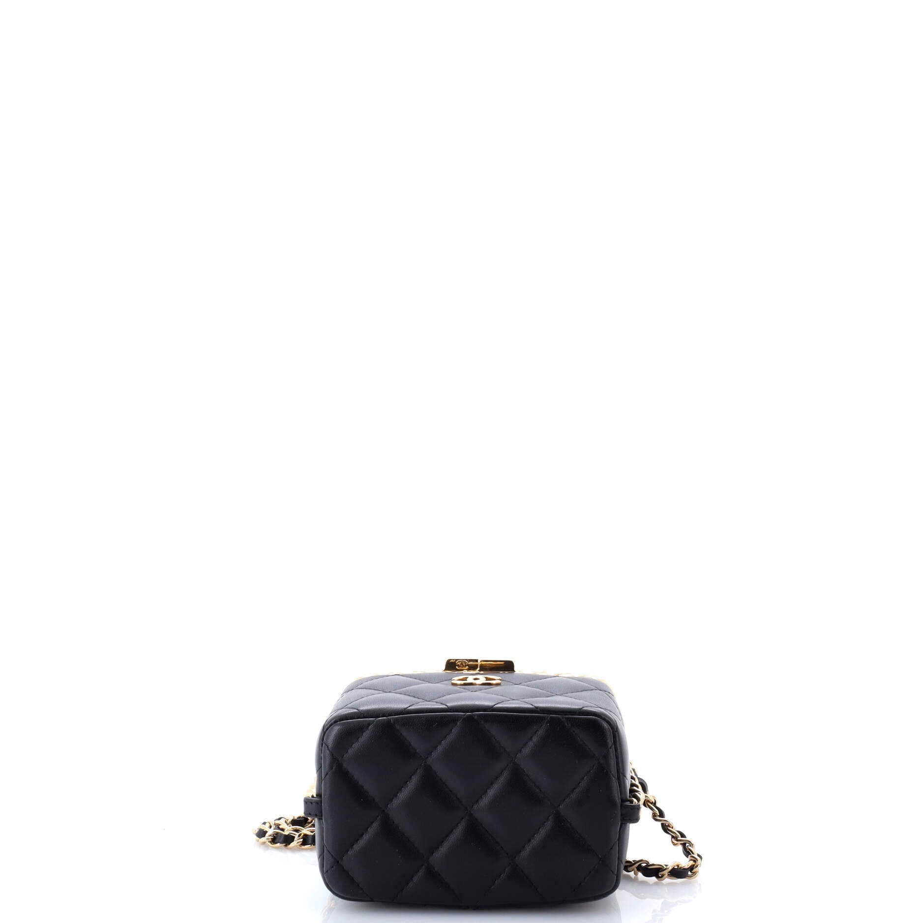 Lock Frame Vanity Case with Chain Quilted Lambskin Small