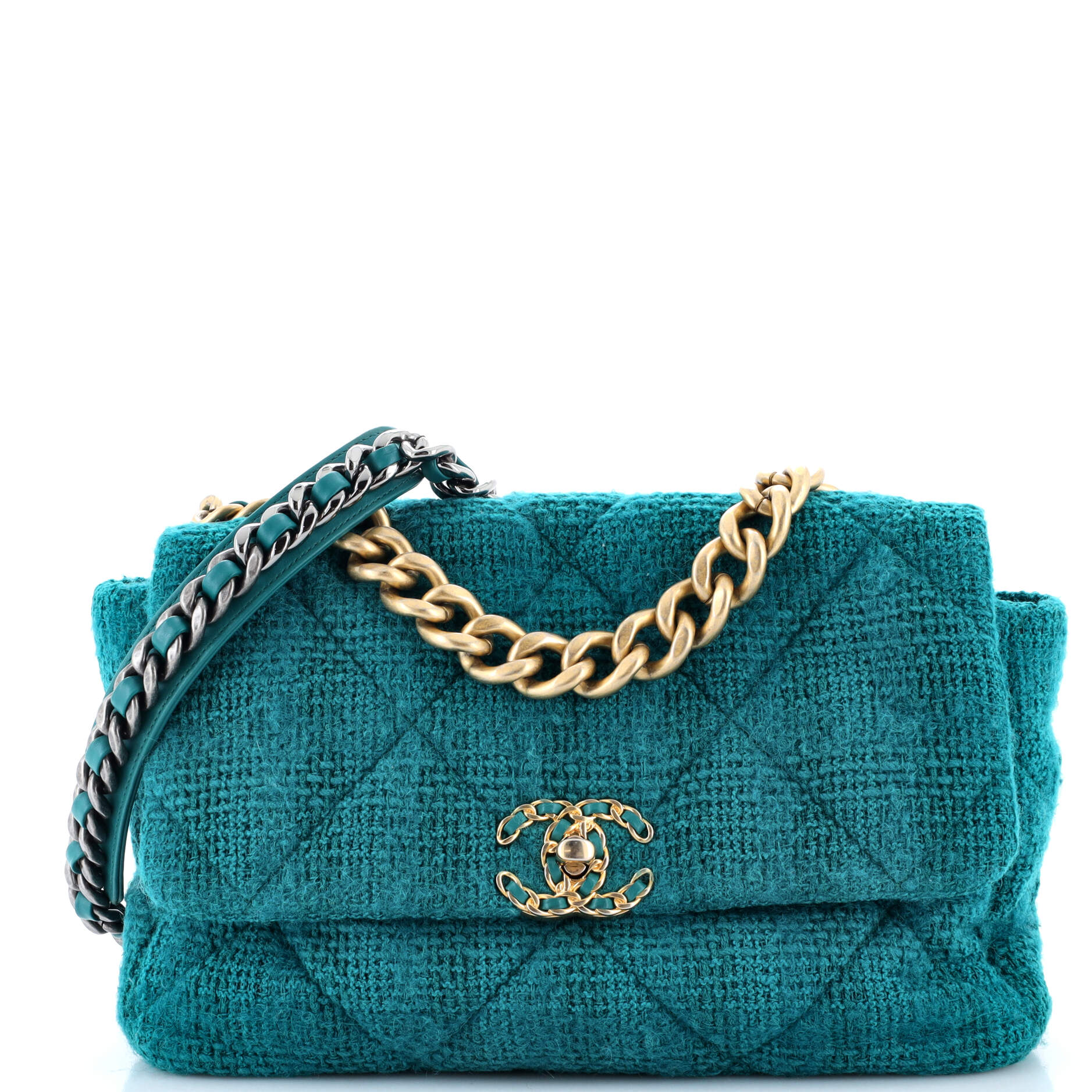 19 Flap Bag Quilted Tweed Large