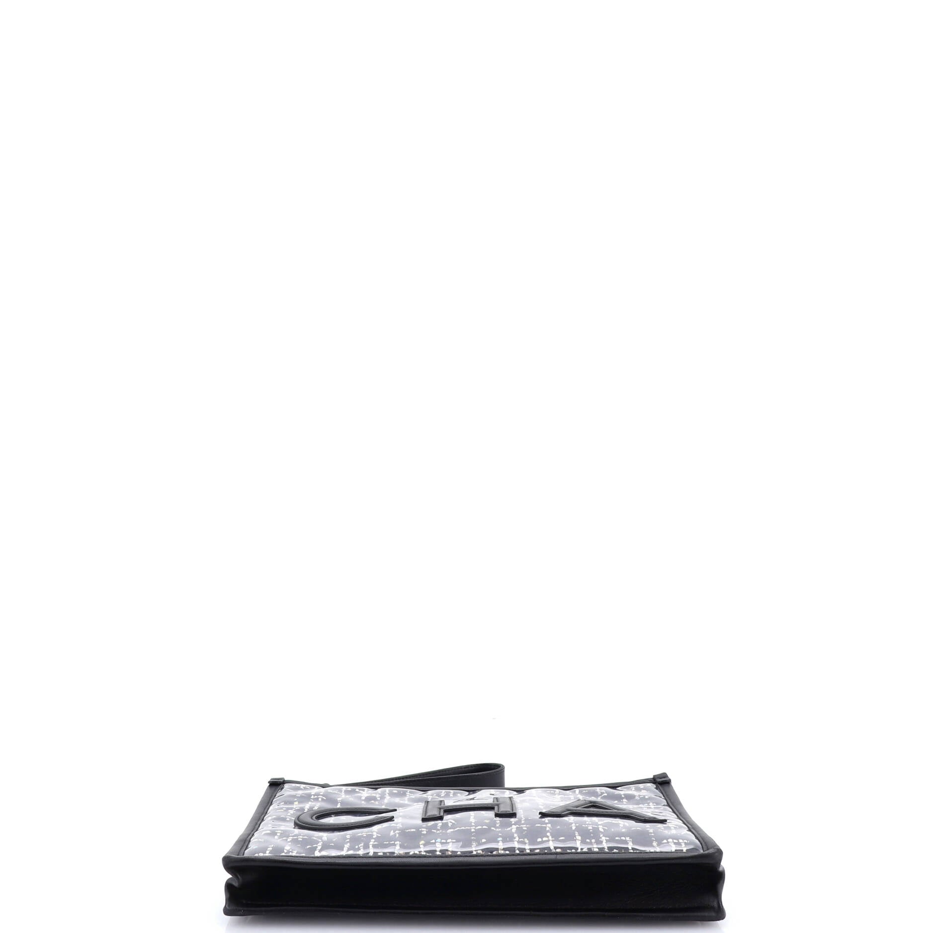 Logo Wristlet Clutch PVC Over Quilted Tweed Large