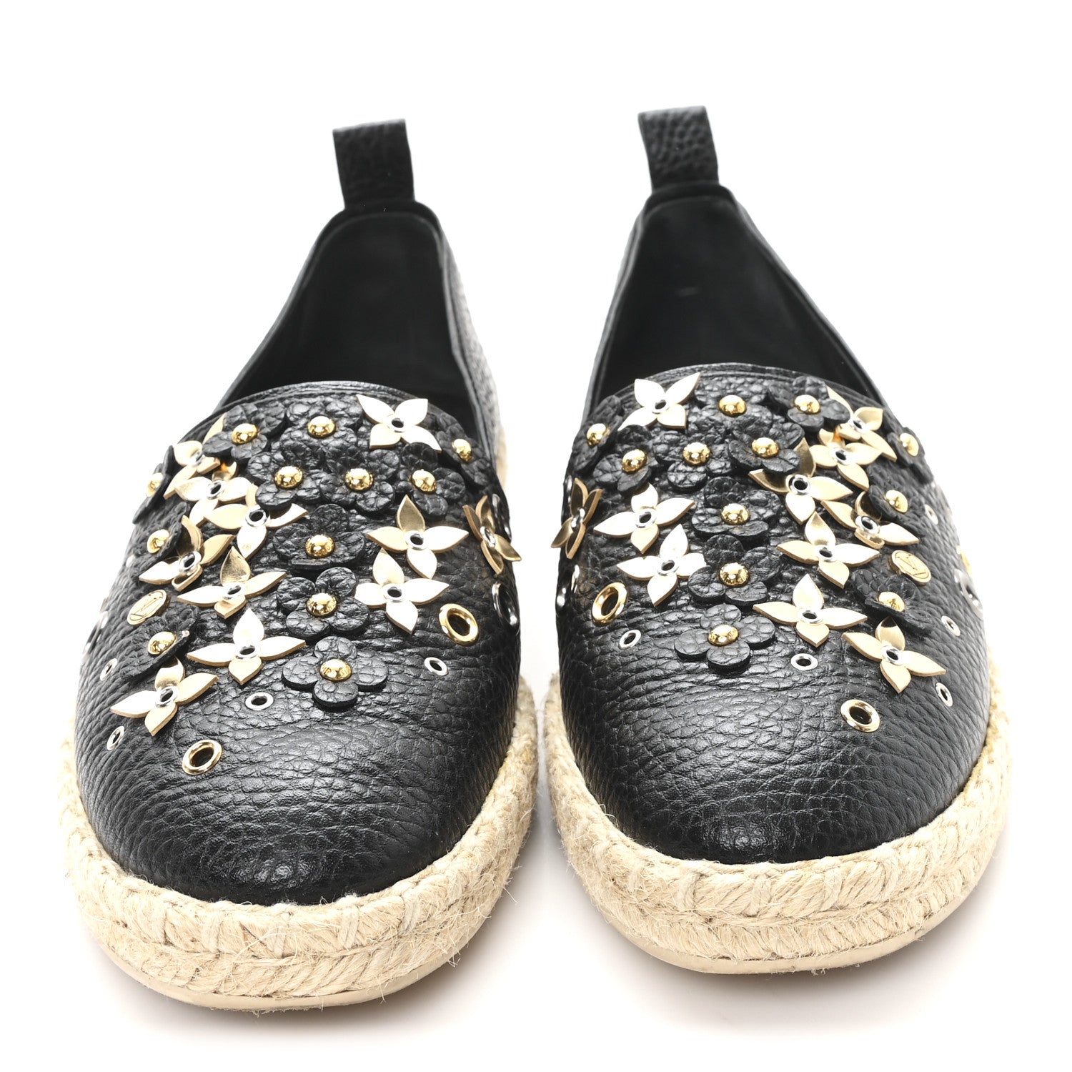 Calfskin Tropical Bloom Espadrille Flat 40 Black