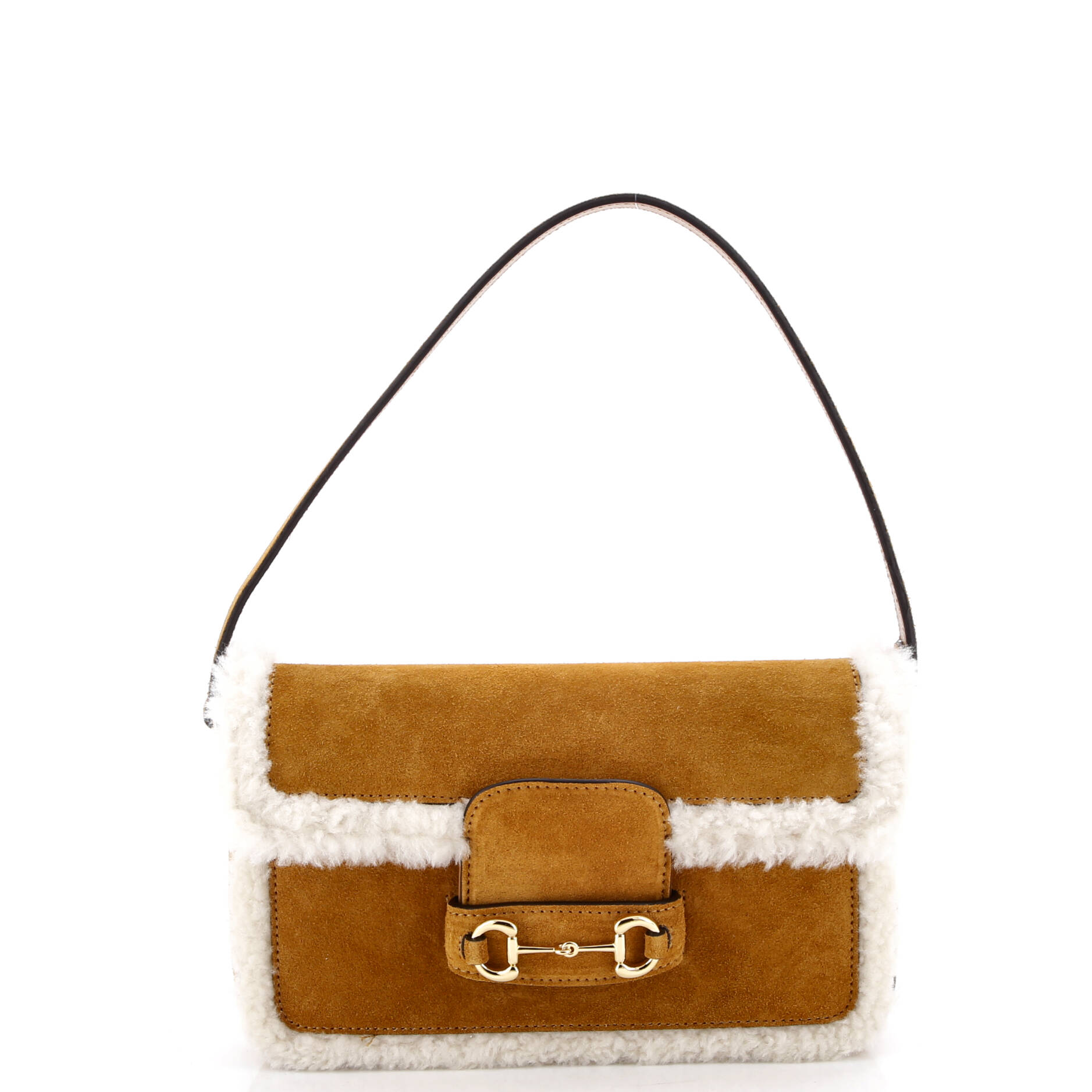 Horsebit 1955 Shoulder Bag Suede with Shearling Mini